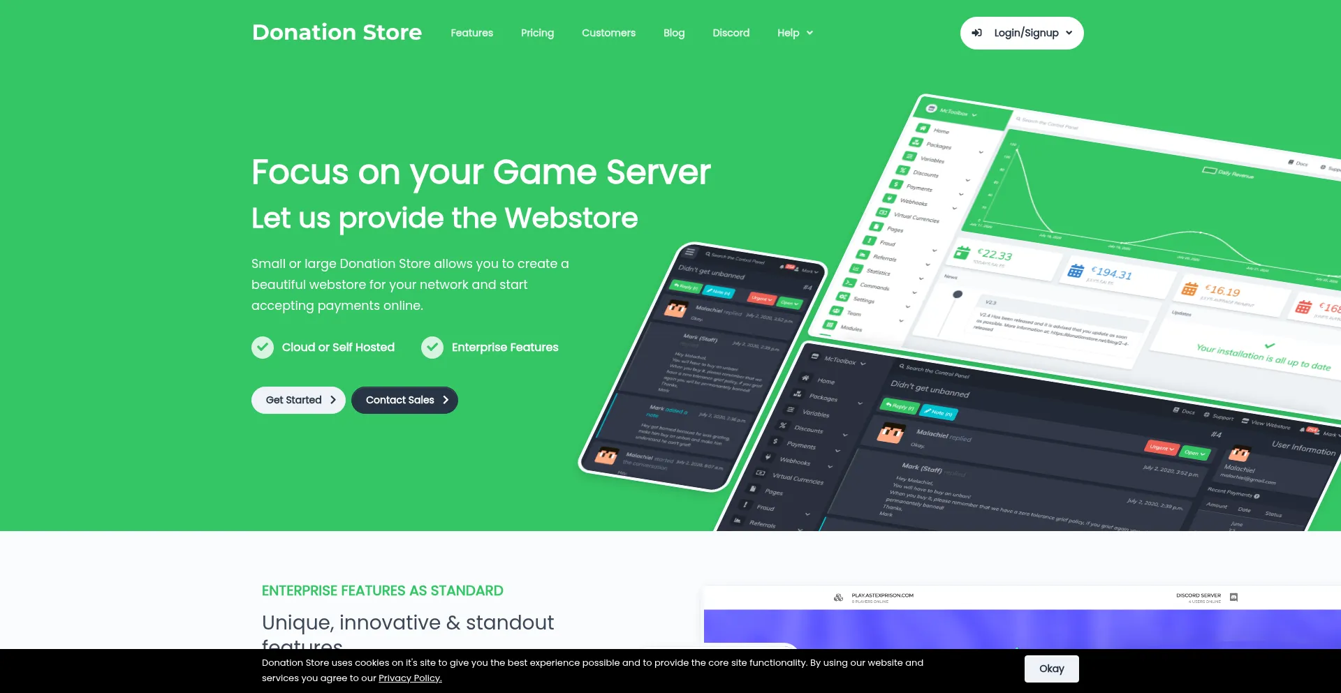 Website screenshot of Donationstore.net