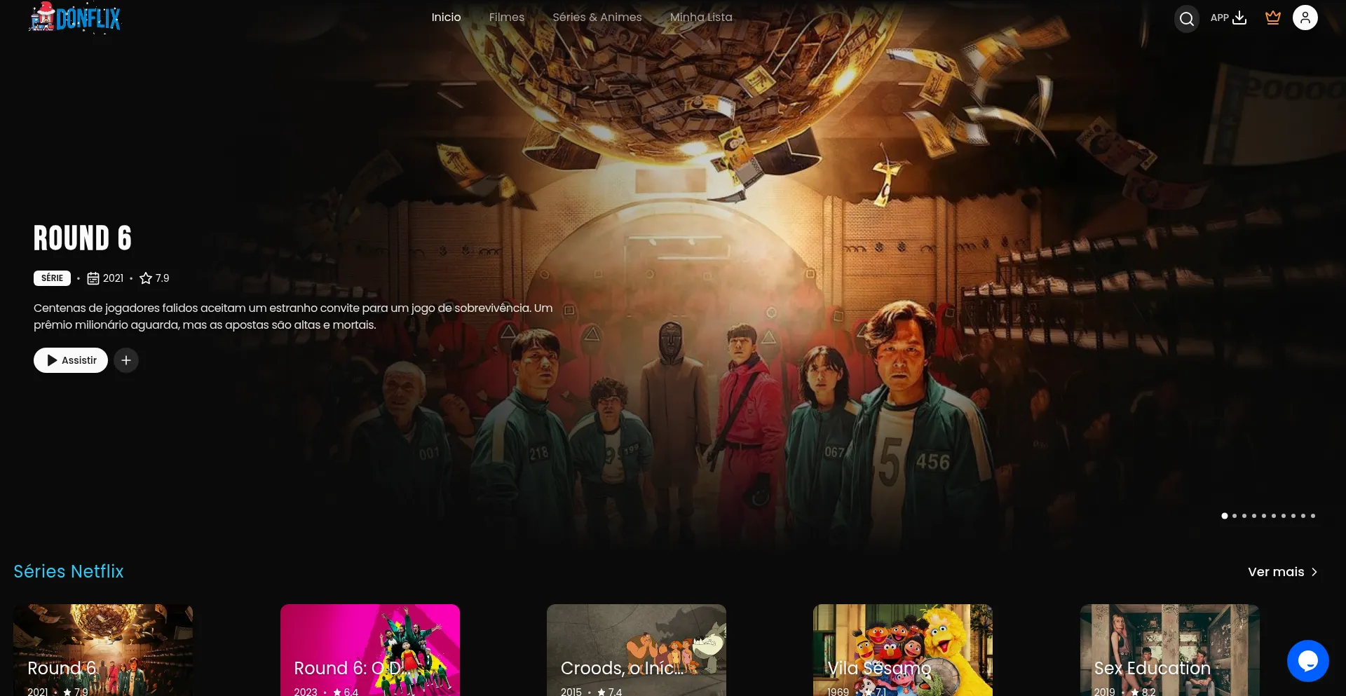 Website screenshot of Donflix.pages.dev