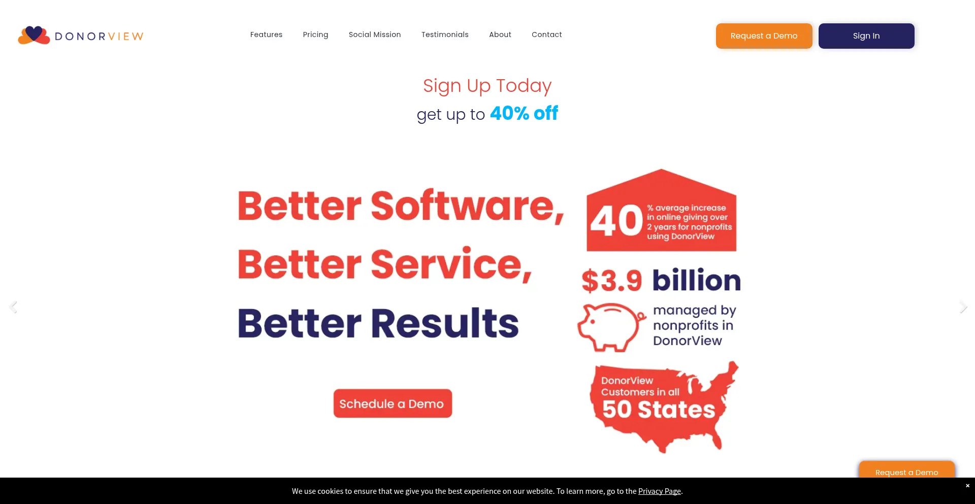 Website screenshot of Donorview.com