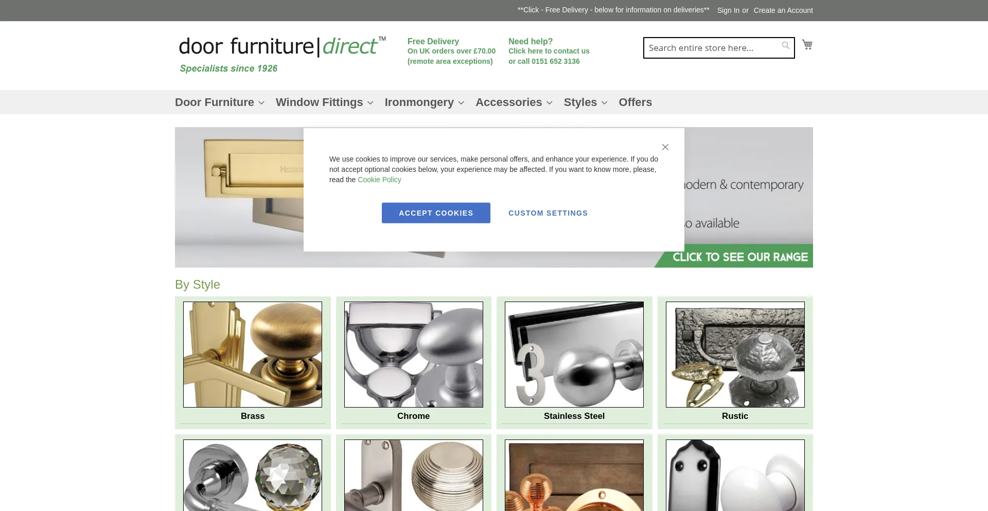 Website screenshot of Doorfurnituredirect.co.uk