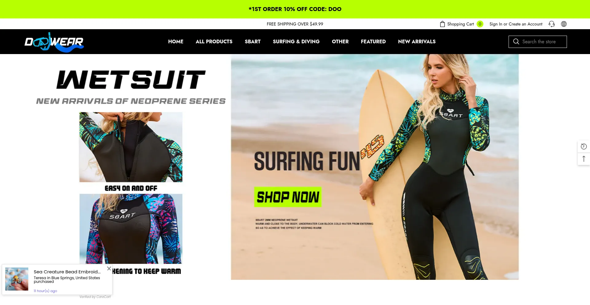 Website screenshot of Doowear.com