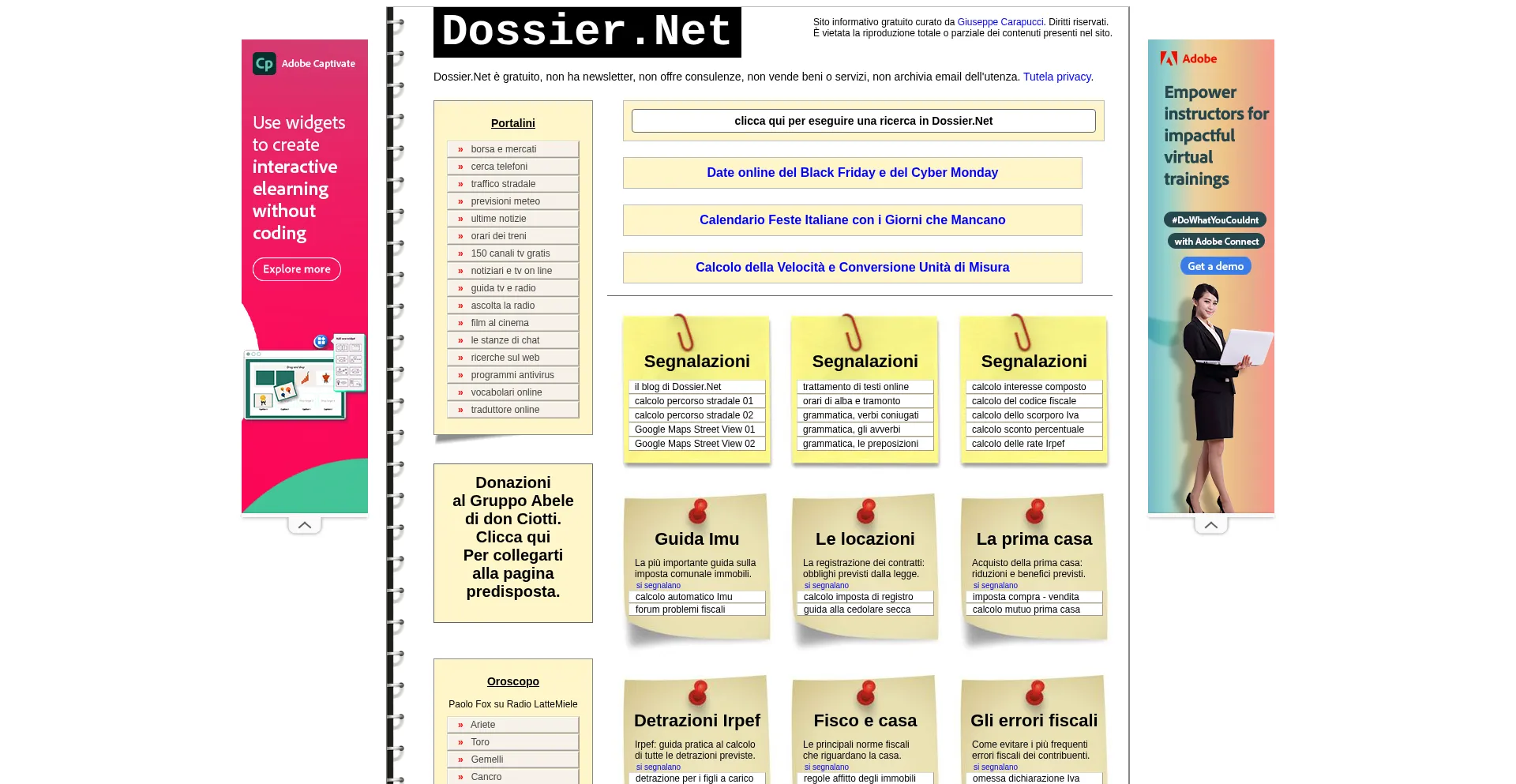 Website screenshot of Dossier.net