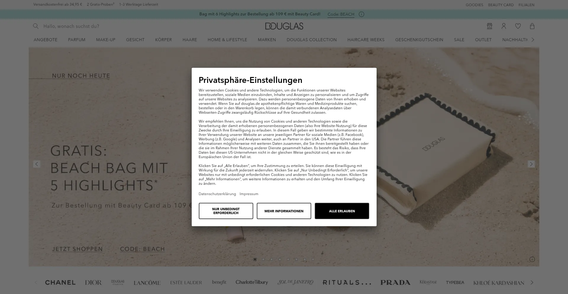 Website screenshot of Douglas.de