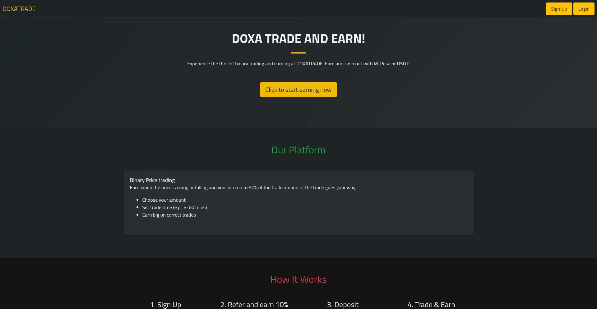 Website screenshot of Doxatrade.com