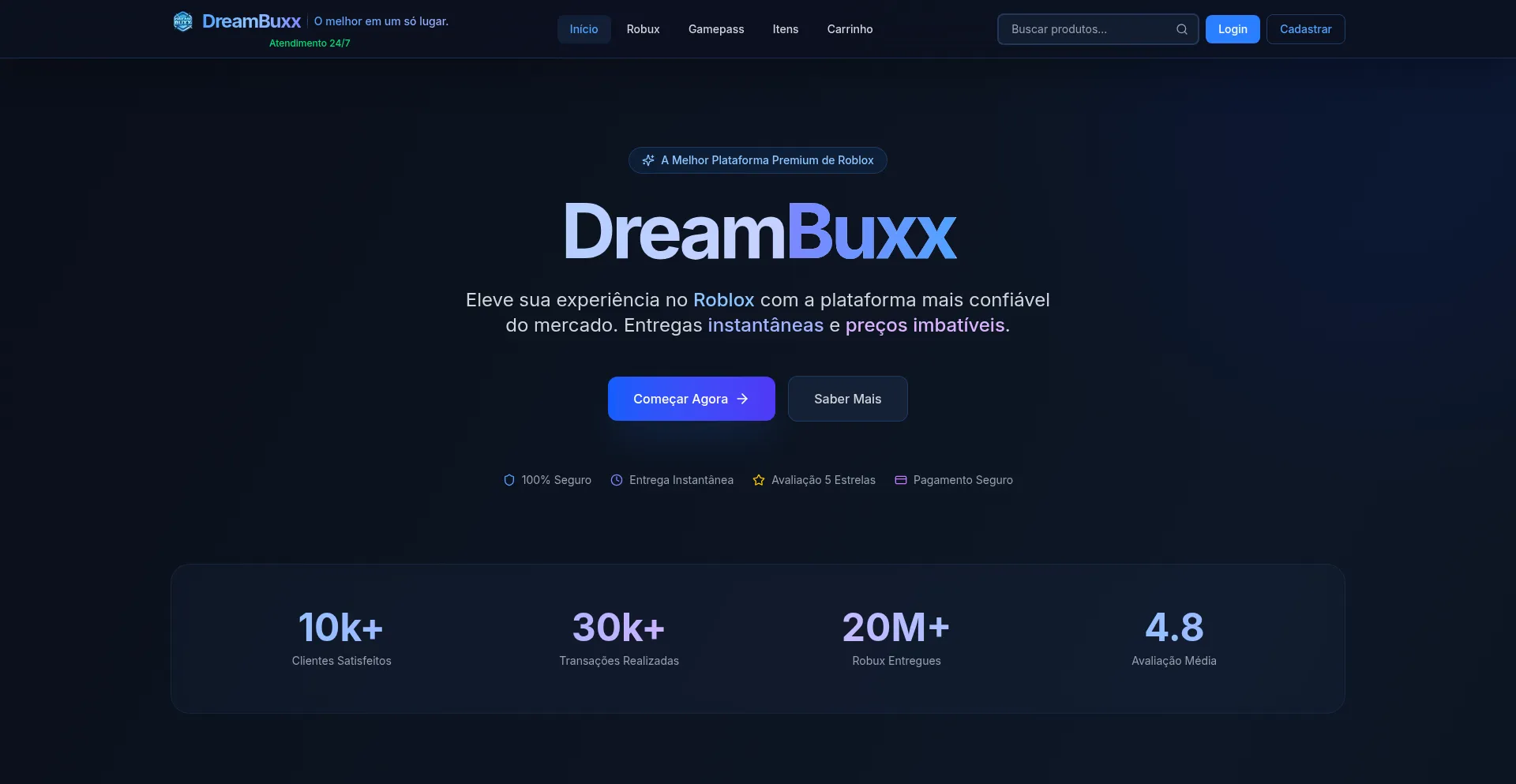 Website screenshot of Dreambux.com.br