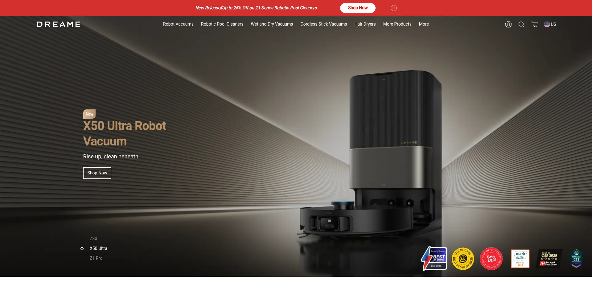 Website screenshot of Dreametech.com