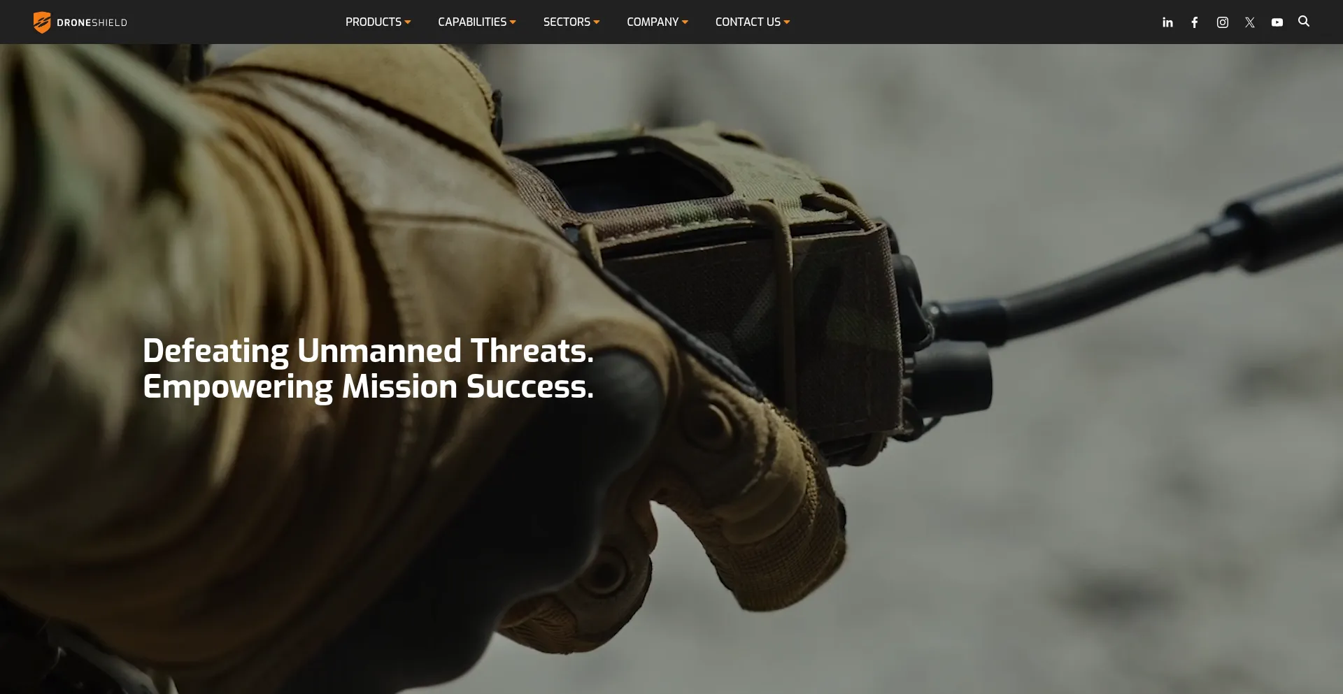 Website screenshot of Droneshield.com