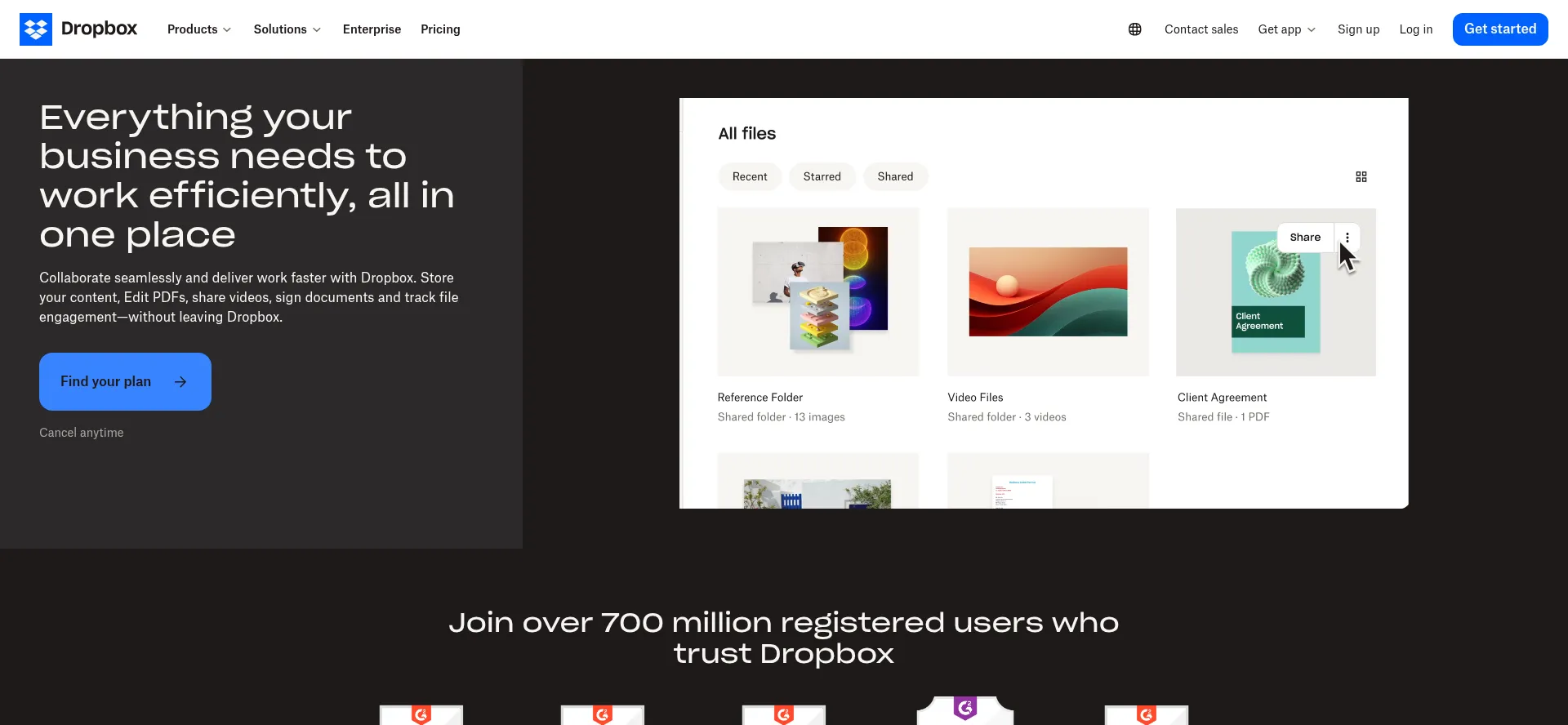 Website screenshot of Dropboxmail.com