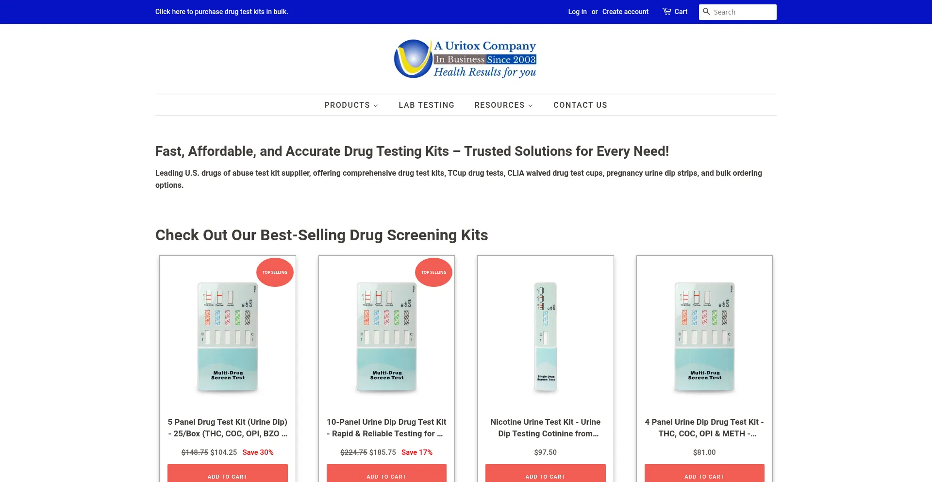 Drugtestpanels.com Screenshot