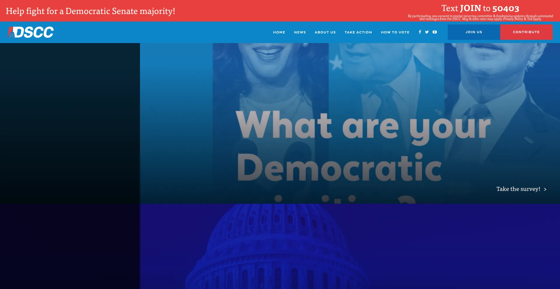 Website screenshot of Dscc-give.us