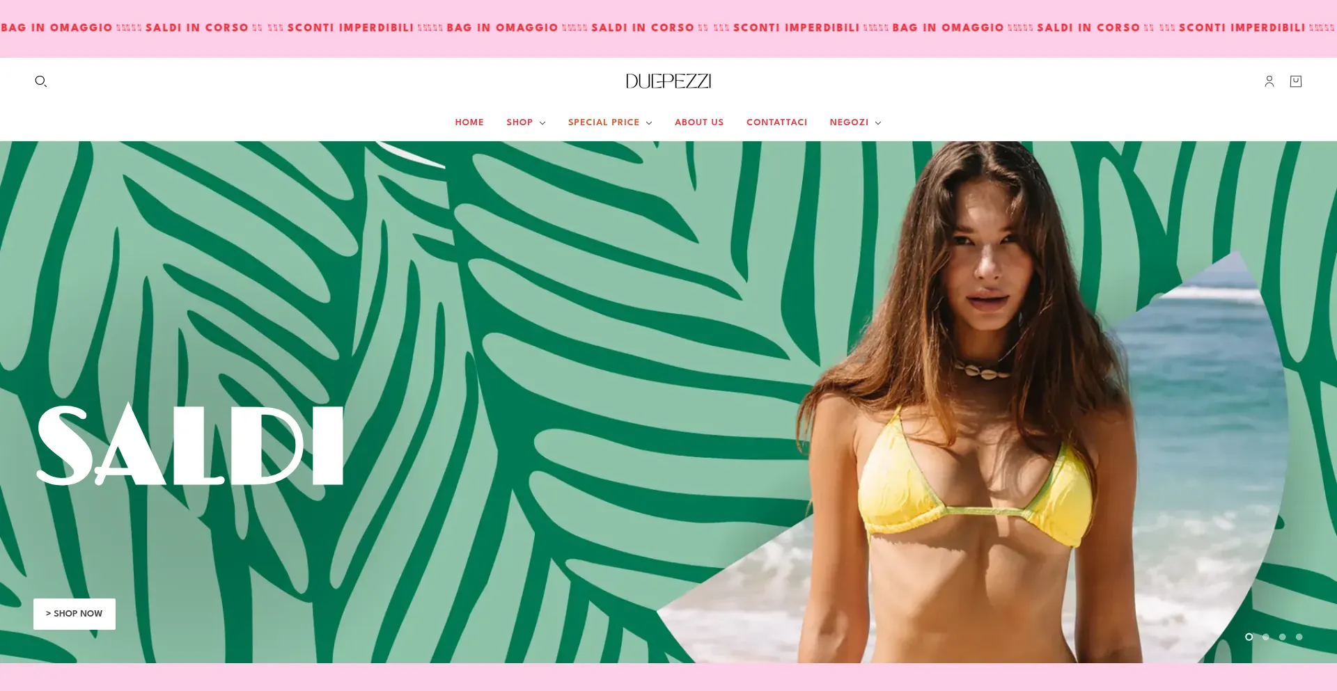 Website screenshot of Duepezzibeachwear.com