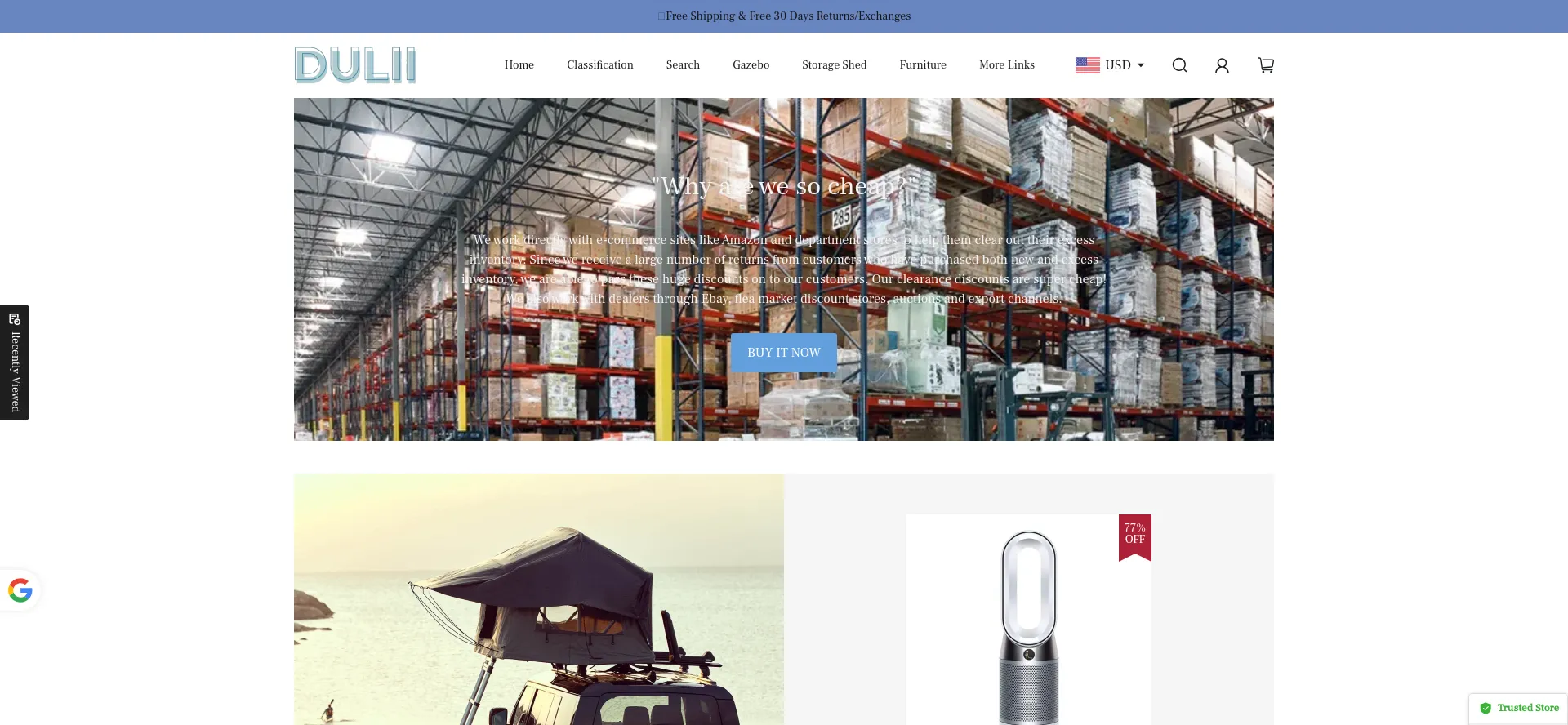 Website screenshot of Dulless.shop