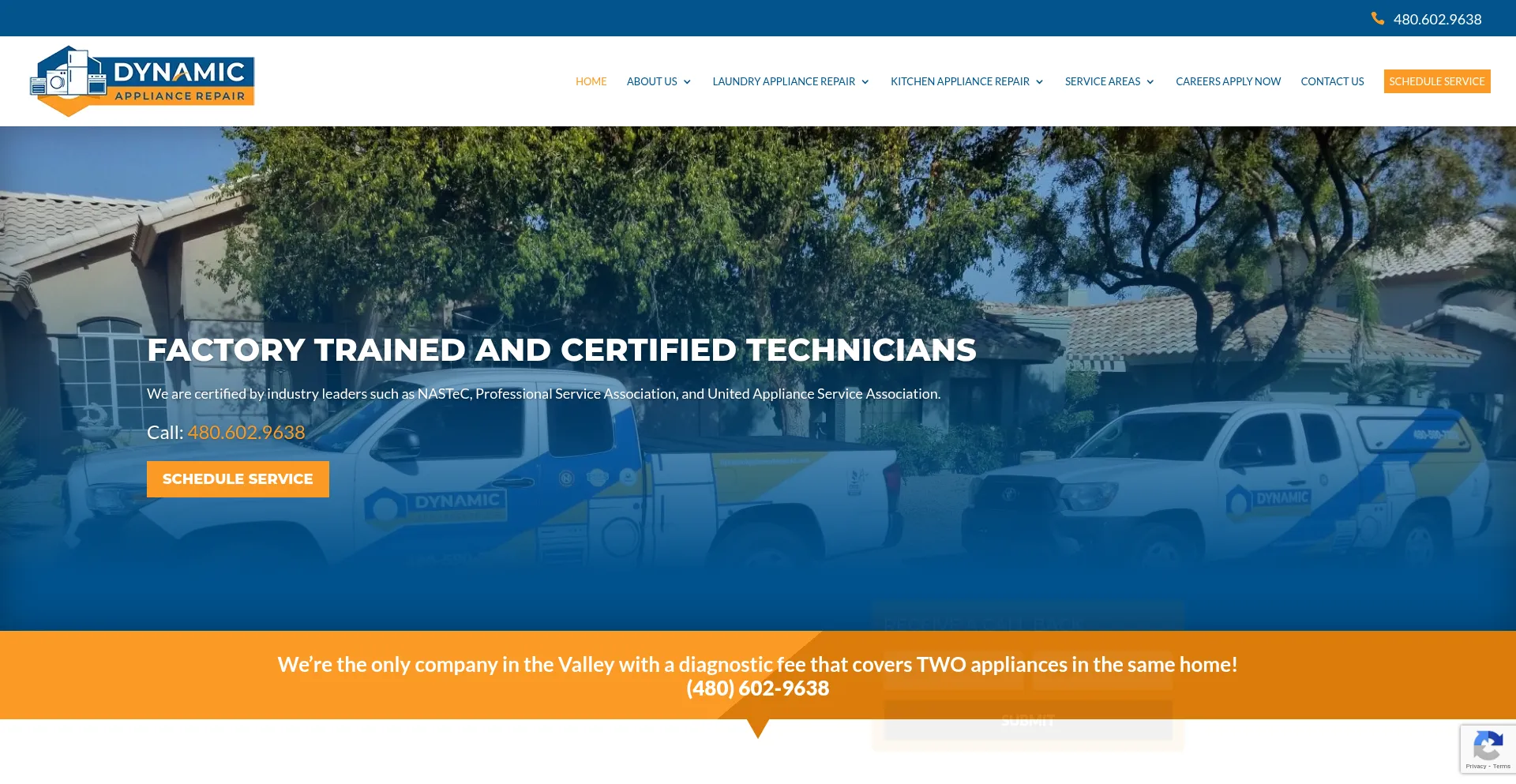 Dynamicappliancerepairaz.com Screenshot
