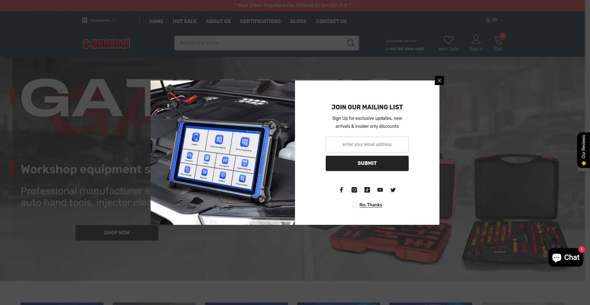 Website screenshot of E-autotool.com