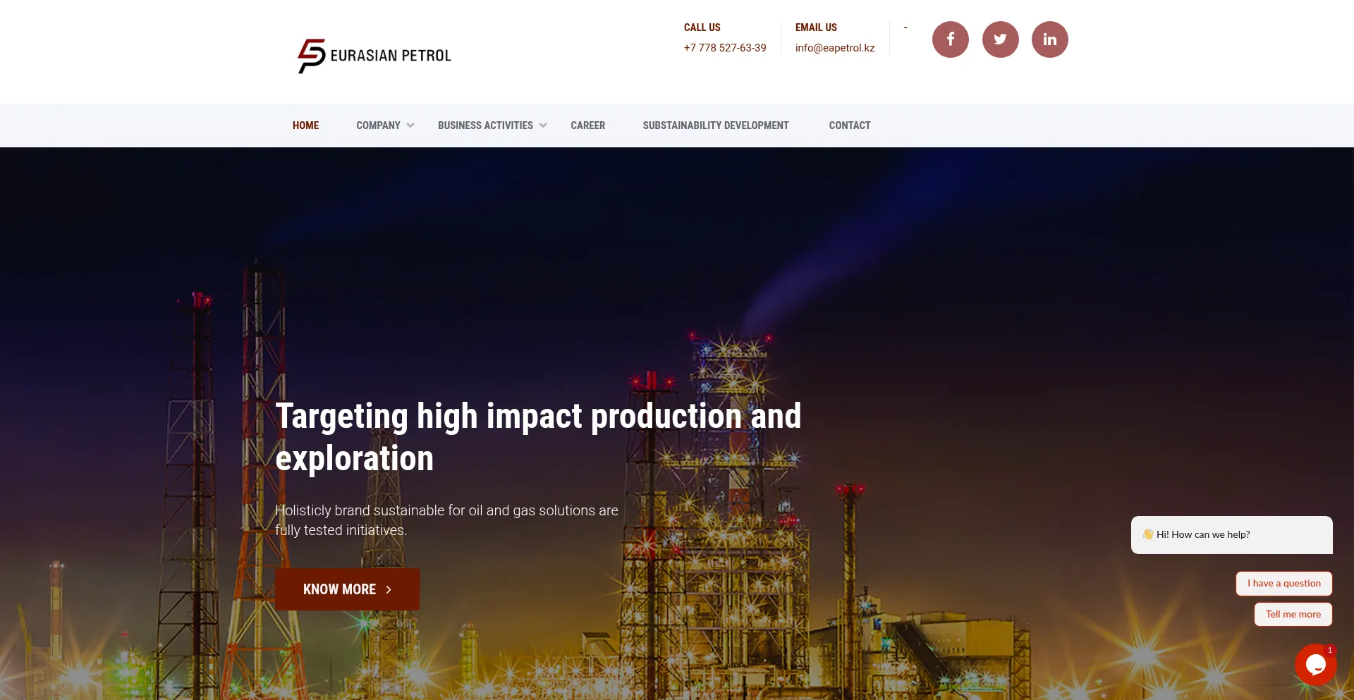 Website screenshot of Eapetrol.kz