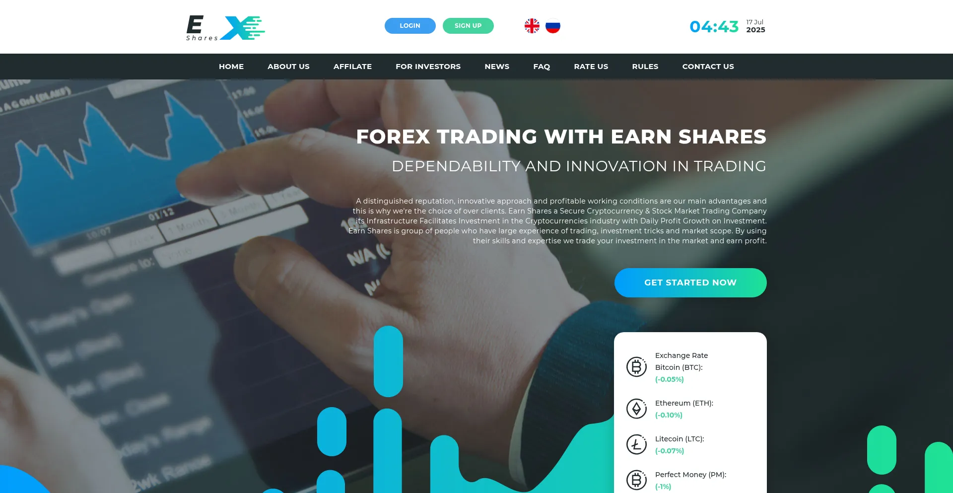 Website screenshot of Earnshares.com