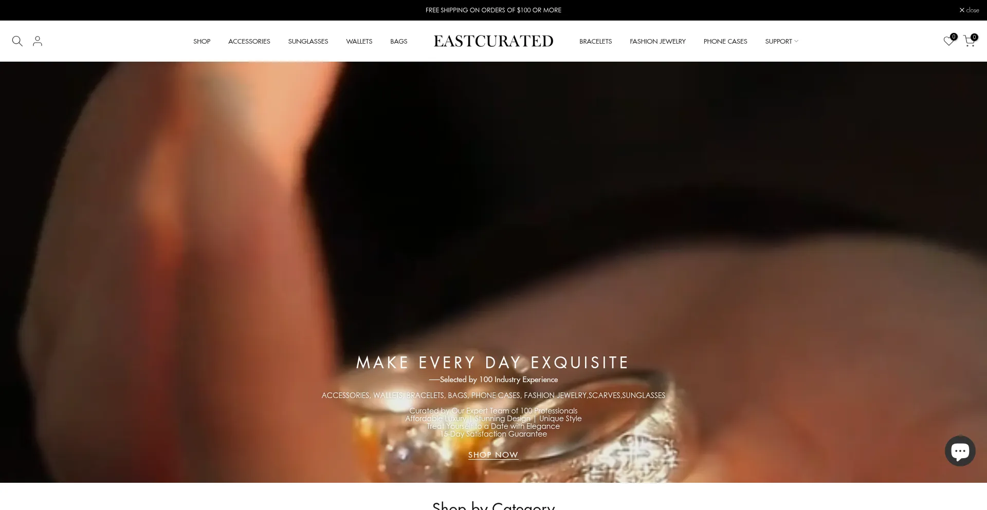Website screenshot of Eastcurated.com