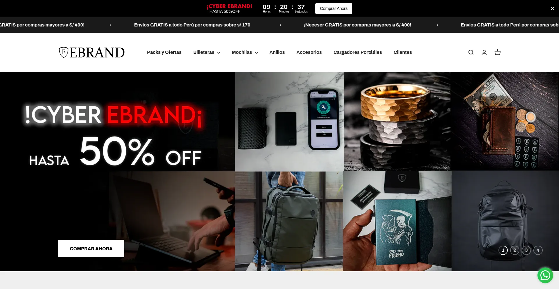 Website screenshot of Ebrand.pe