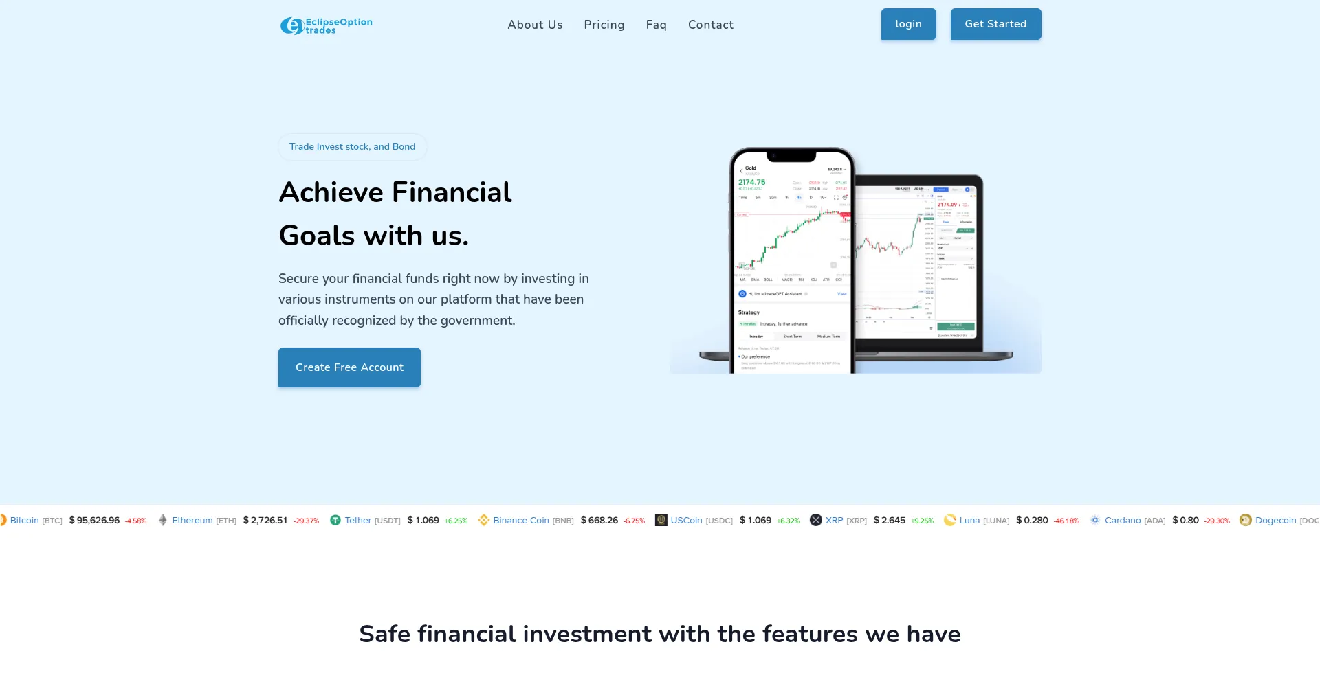 Website screenshot of Eclipseoptiontrades.com
