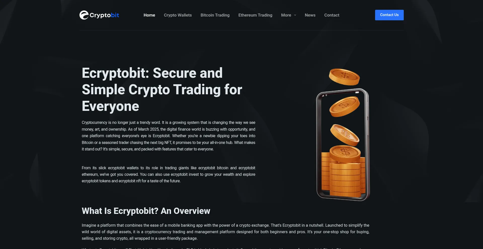 Website screenshot of Ecryptobit.net