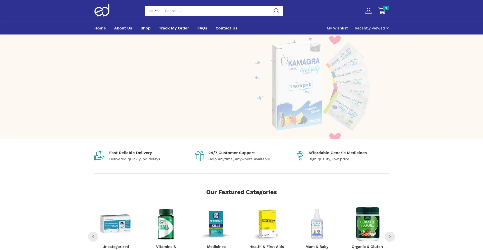 Website screenshot of Edgenericstore.com