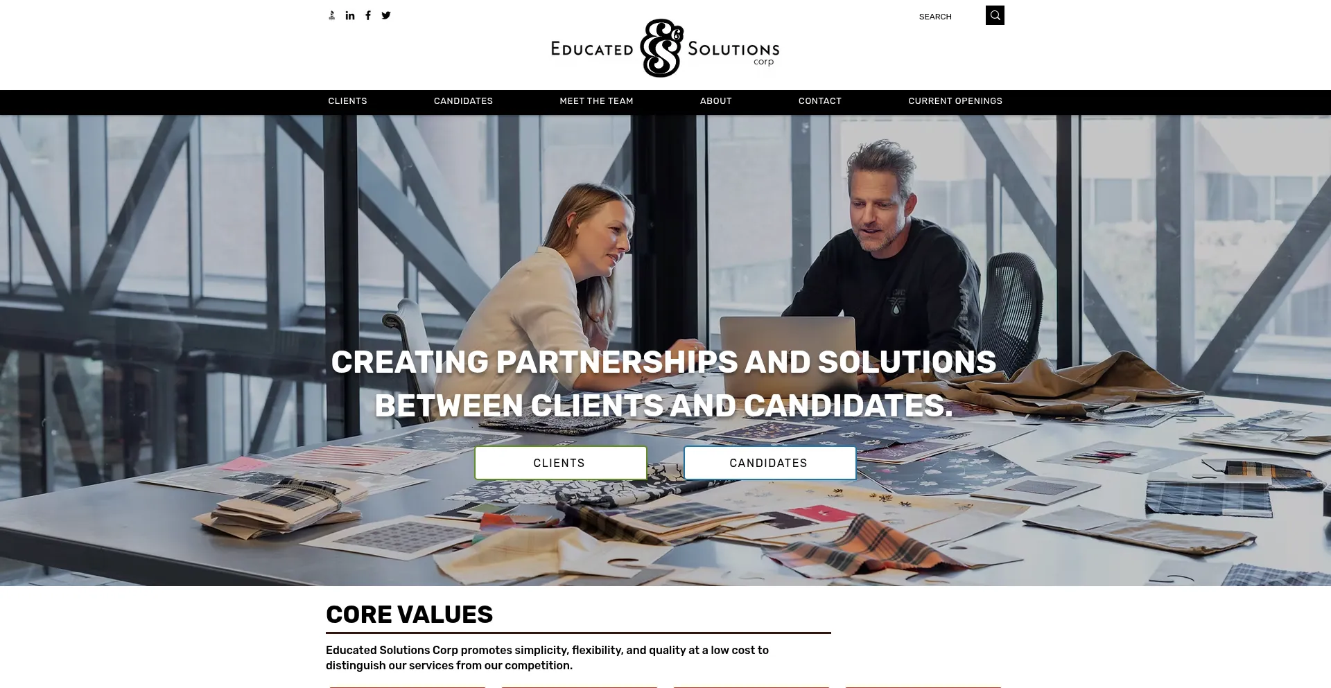 Website screenshot of Educatedsolutionscorp.com