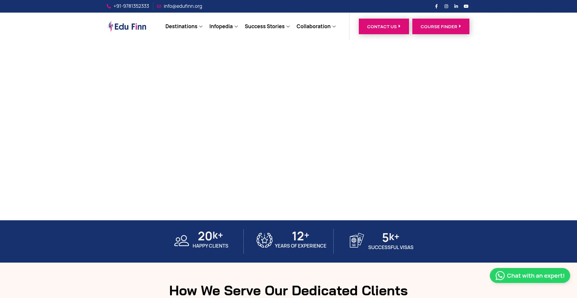Website screenshot of Edufinn.org
