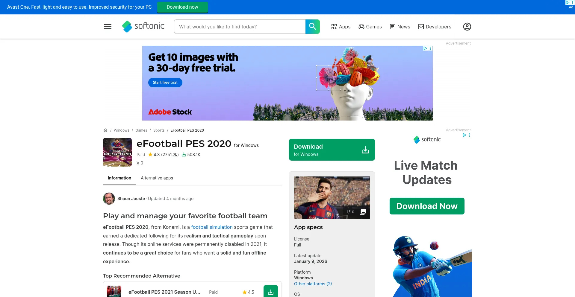 Efootball-pes-2020.en.softonic.com