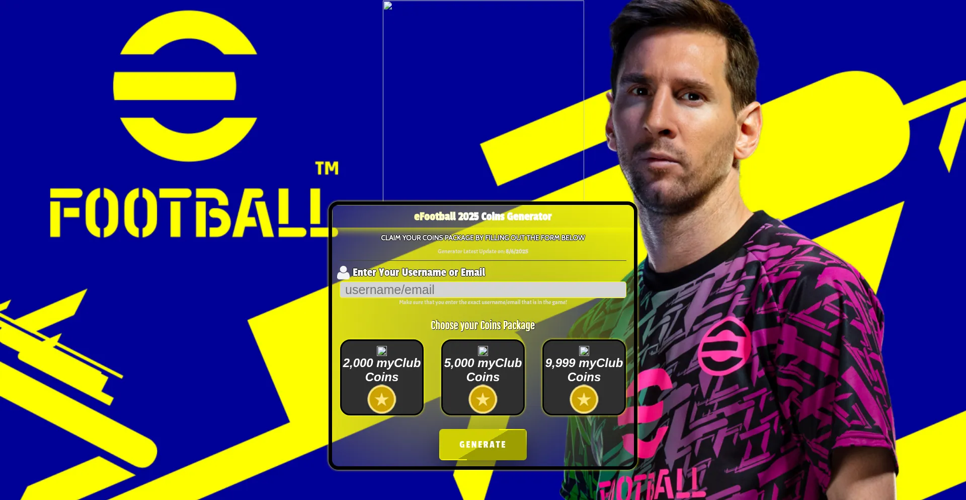 Website screenshot of Efootcoins.club
