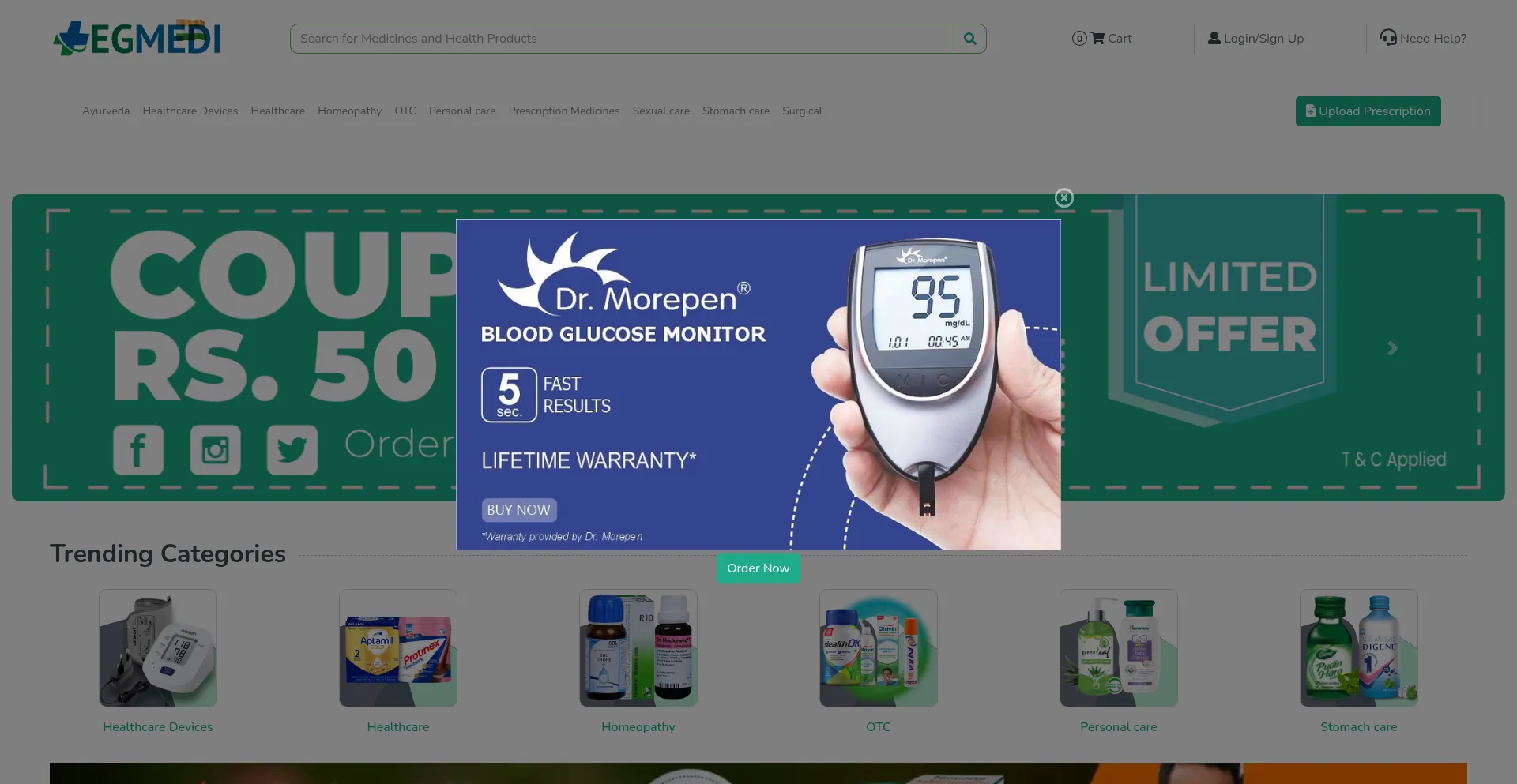 Website screenshot of Egmedi.com