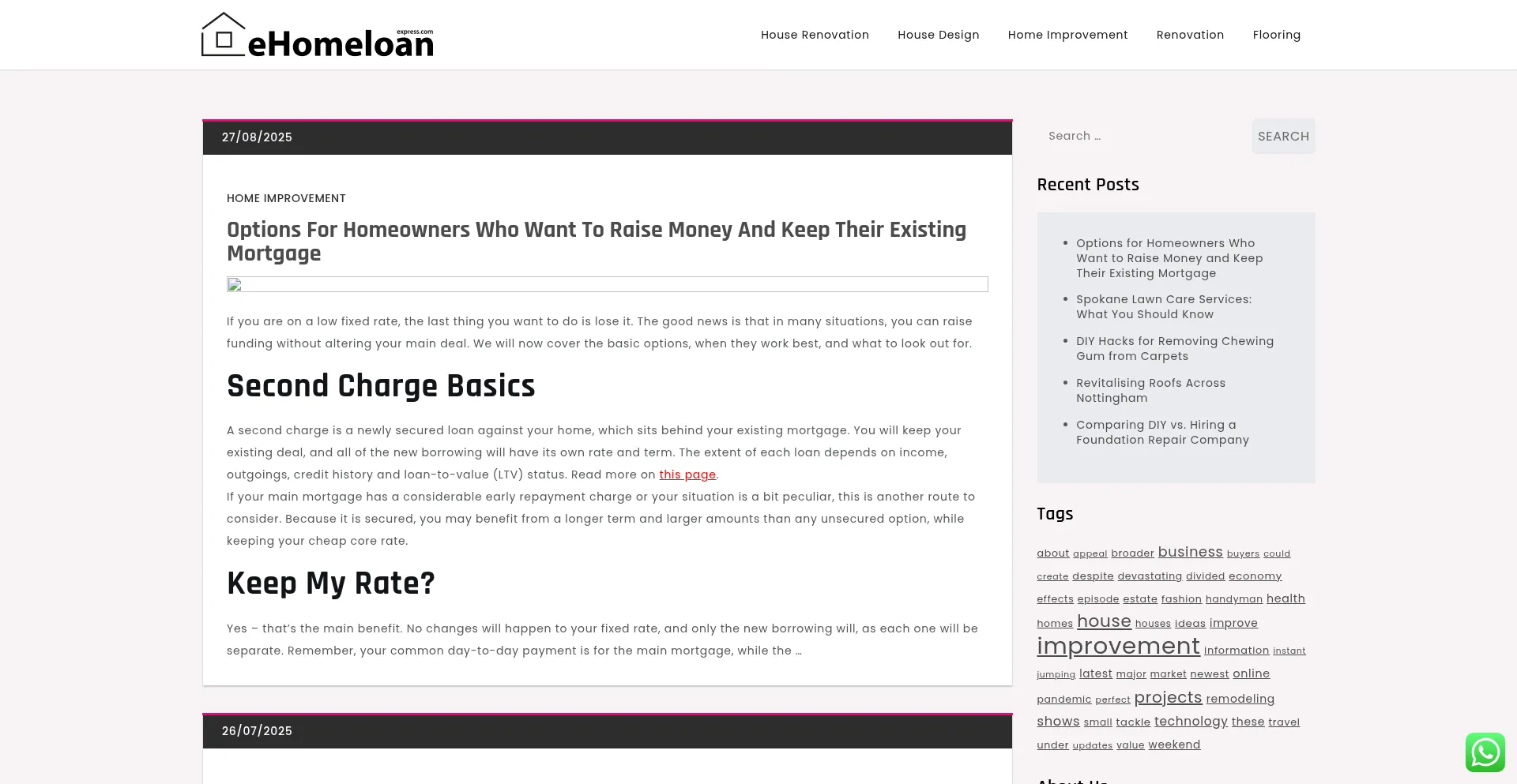 Website screenshot of Ehomeloanexpress.com