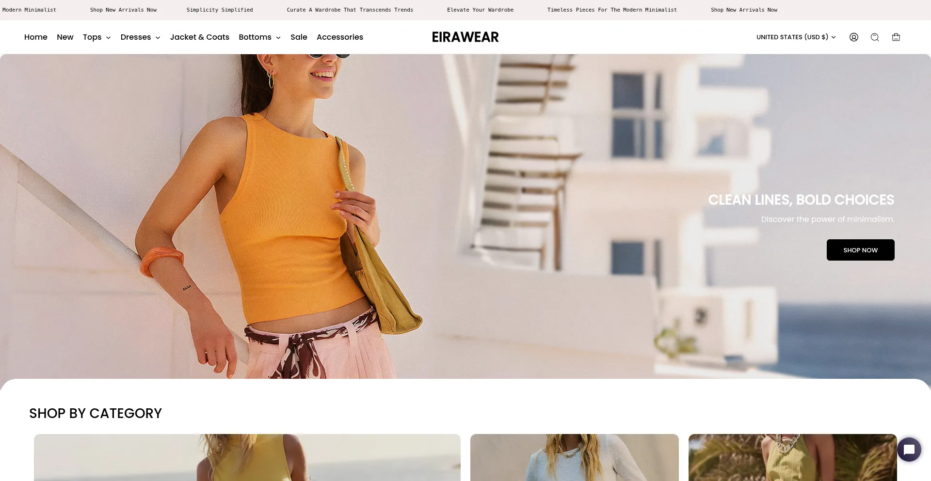Website screenshot of Eirawear.com