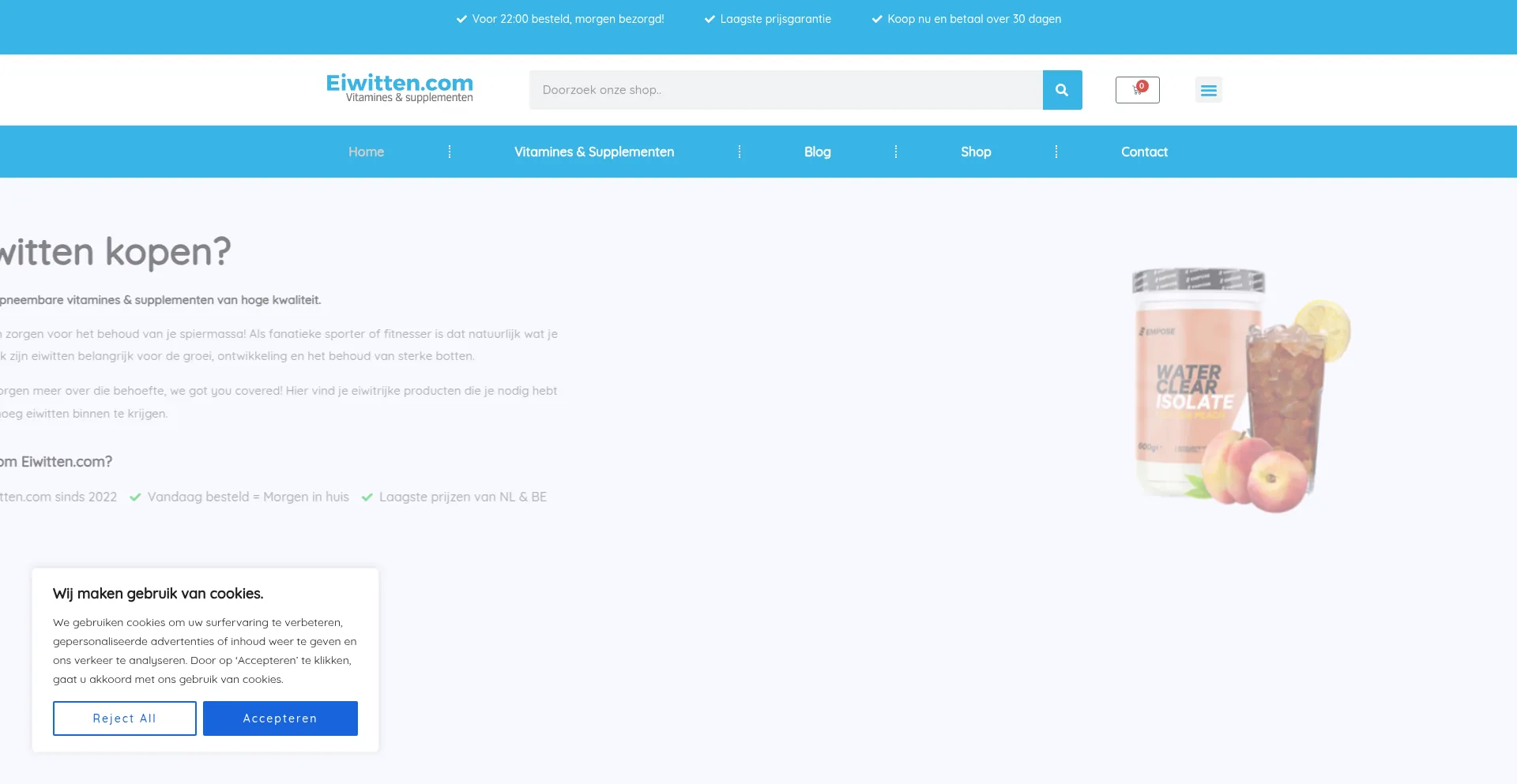 Website screenshot of Eiwitten.com