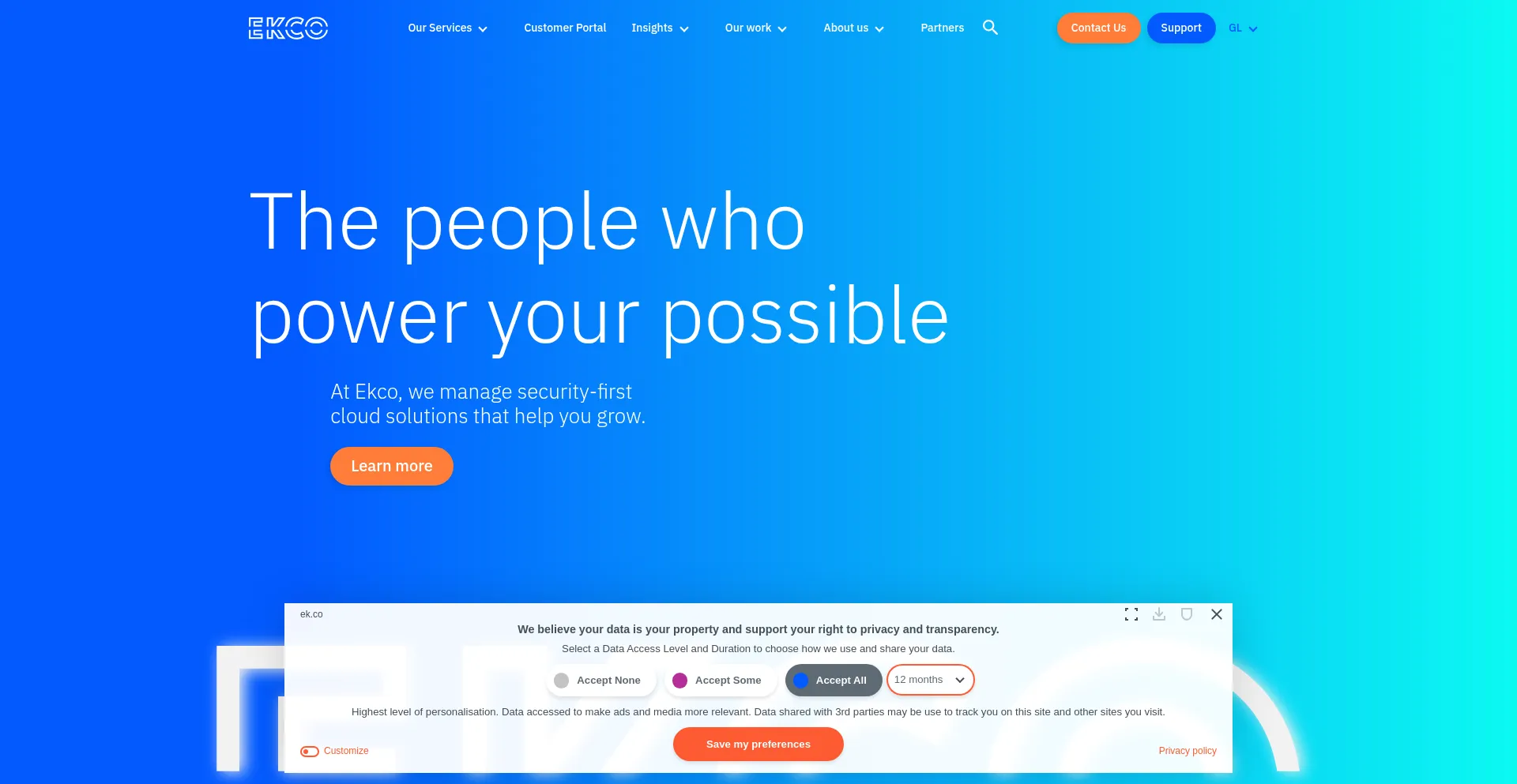 Website screenshot of Ek.co
