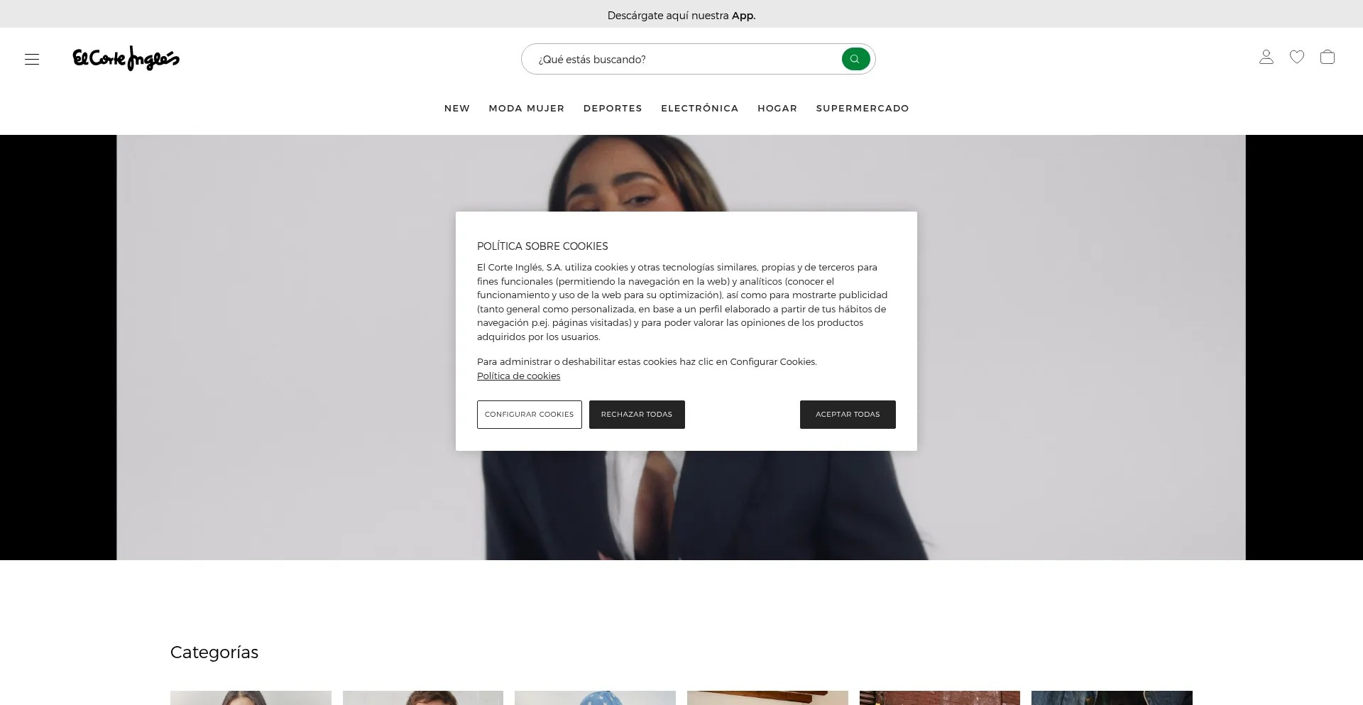 Website screenshot of Elcorteingles.es