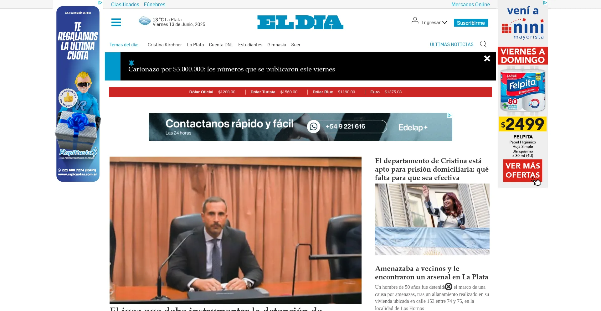 Website screenshot of Eldia.com