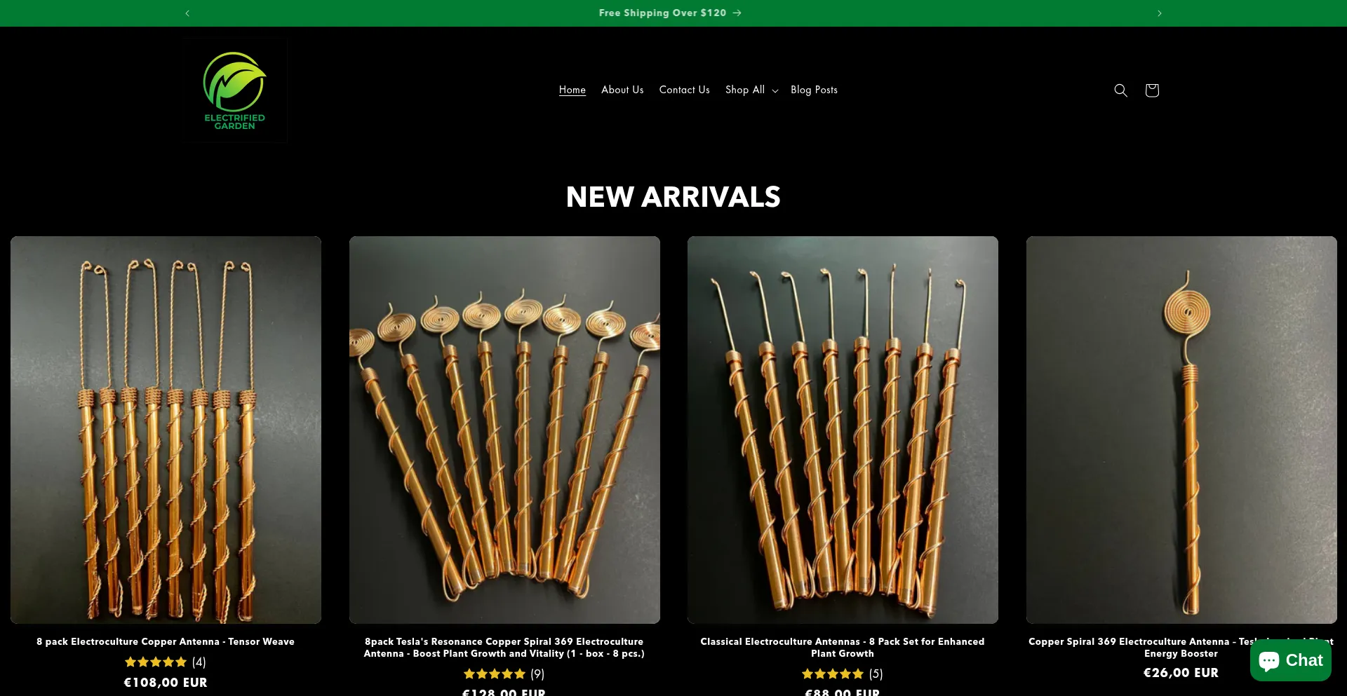 Website screenshot of Electrifiedgarden.shop