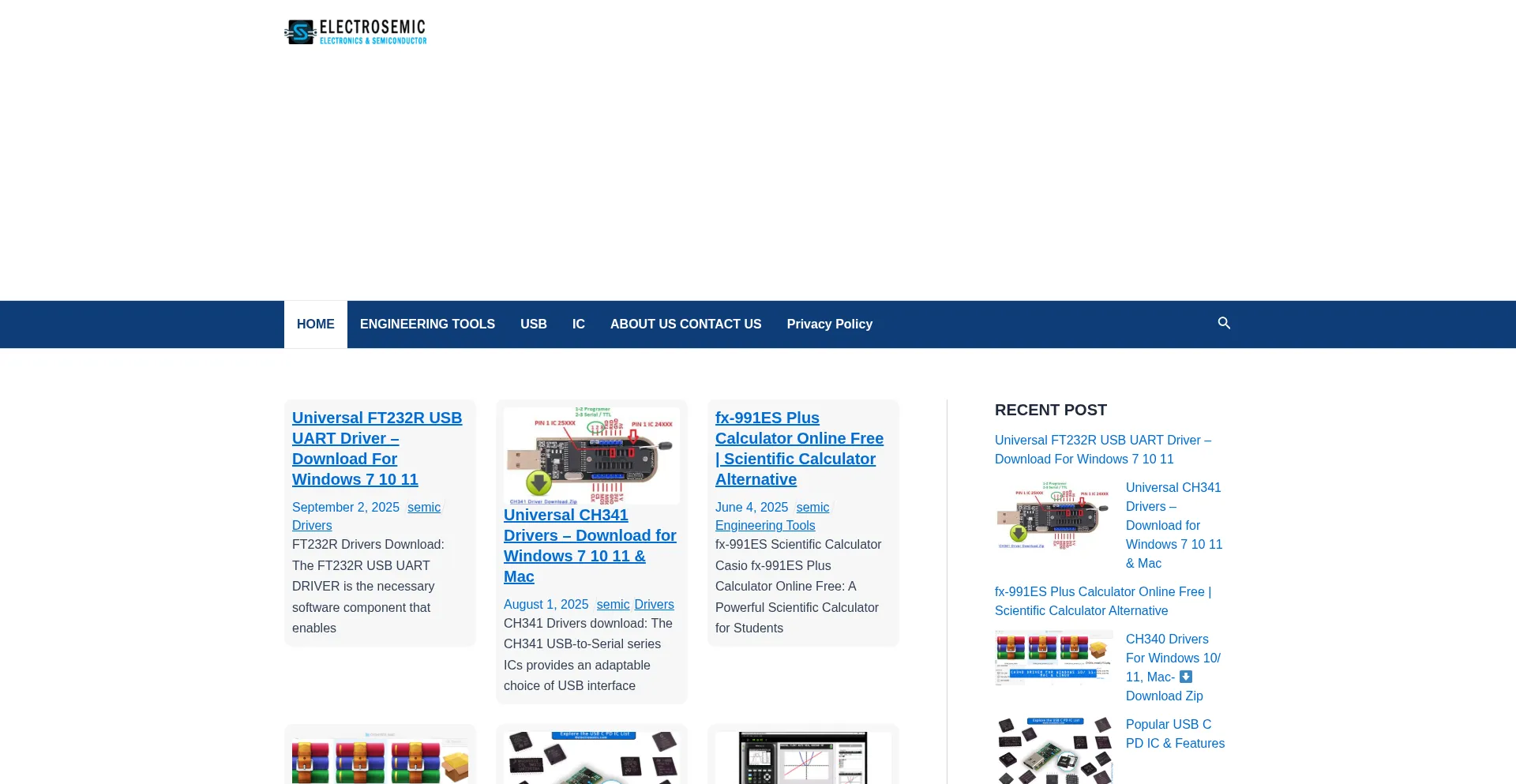 Website screenshot of Electrosemic.com