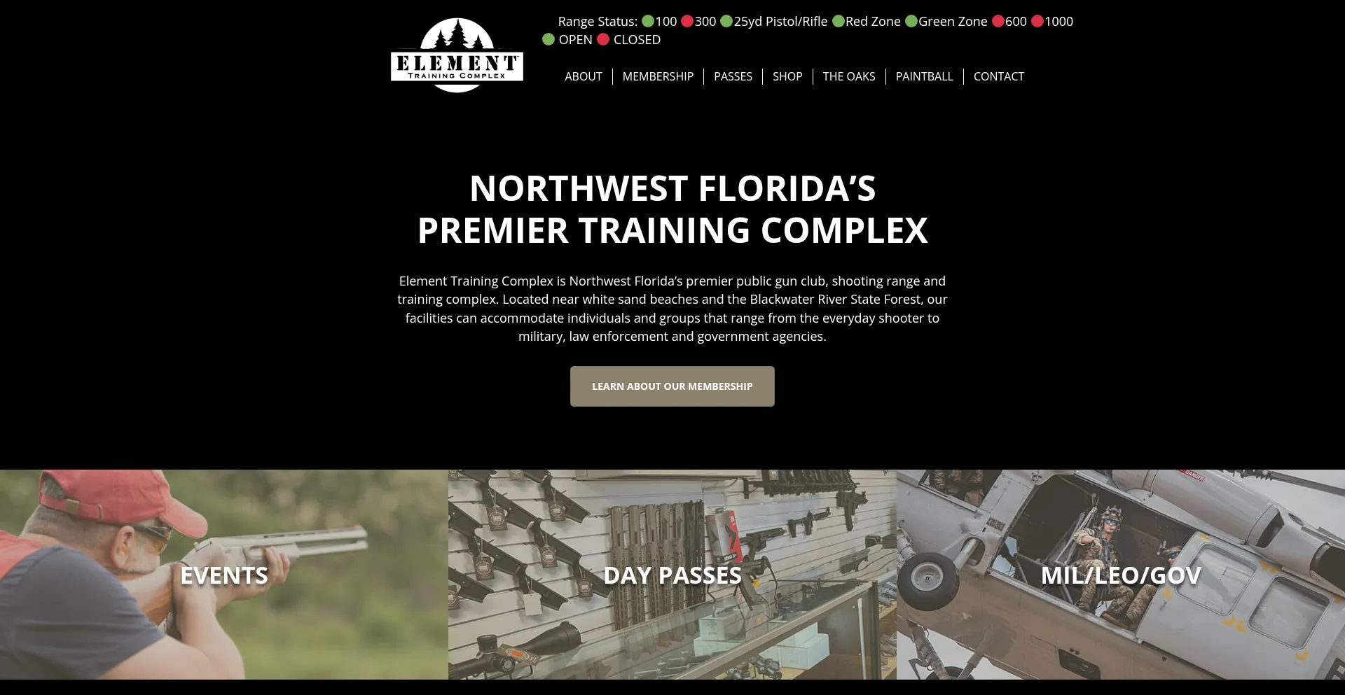 Website screenshot of Elementrange.com