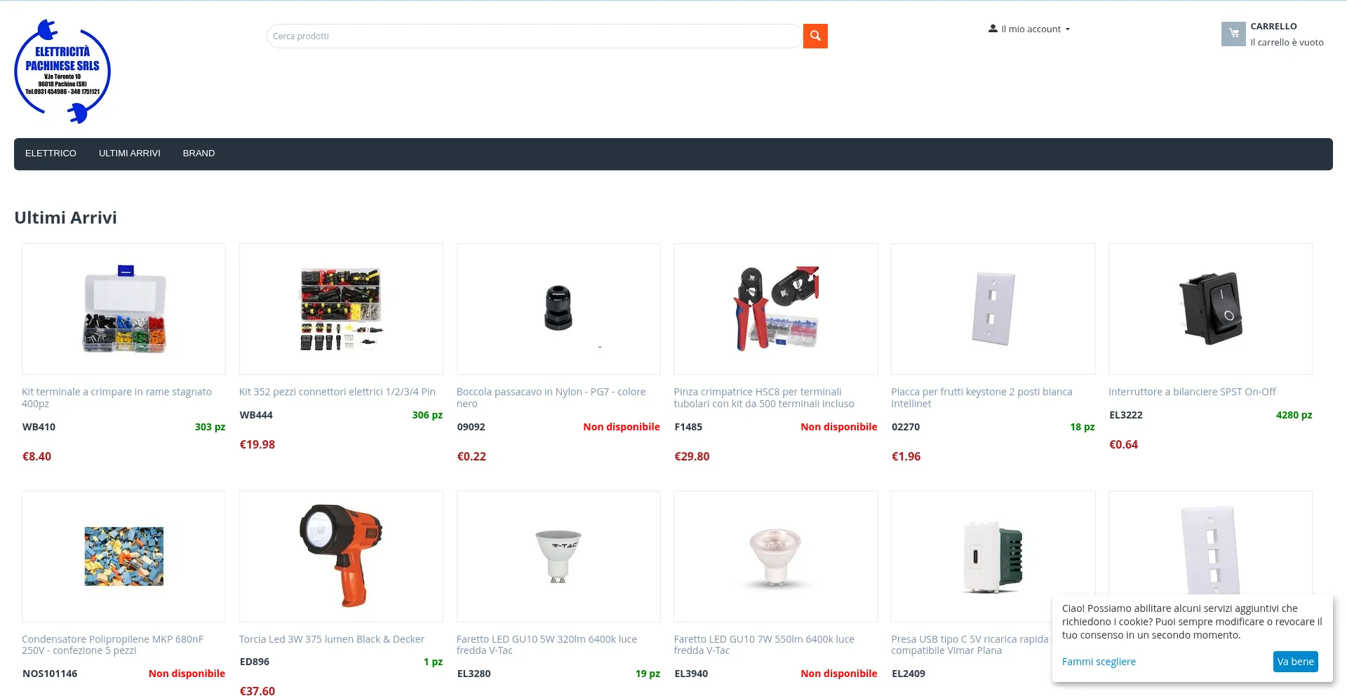 Website screenshot of Elettricitapachinese.it