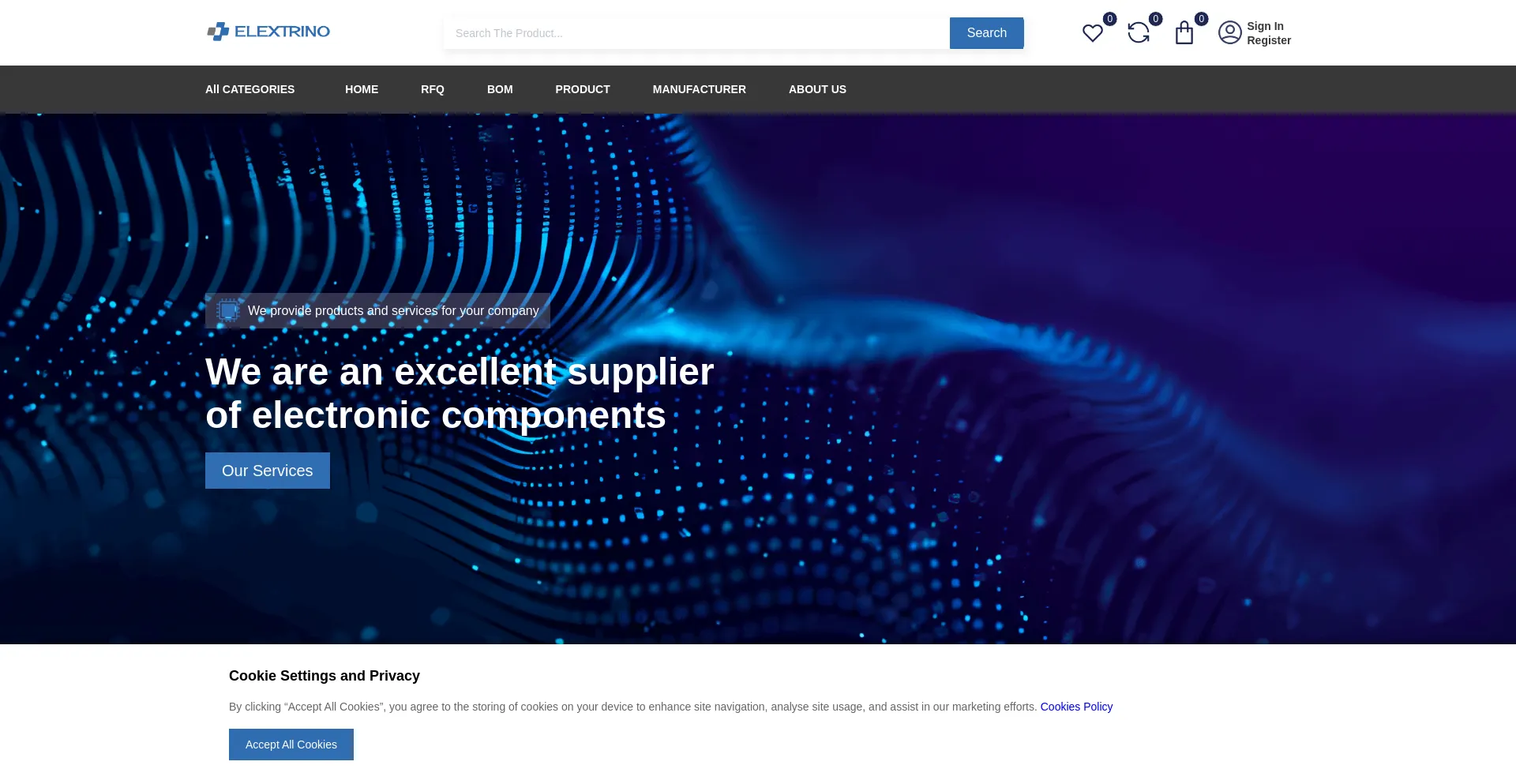 Website screenshot of Elextrino.com