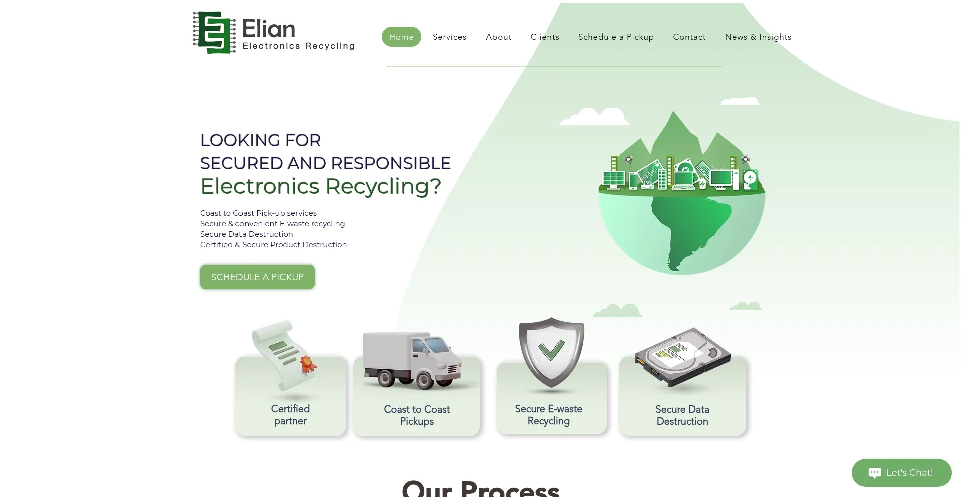 Website screenshot of Elianerecycling.com