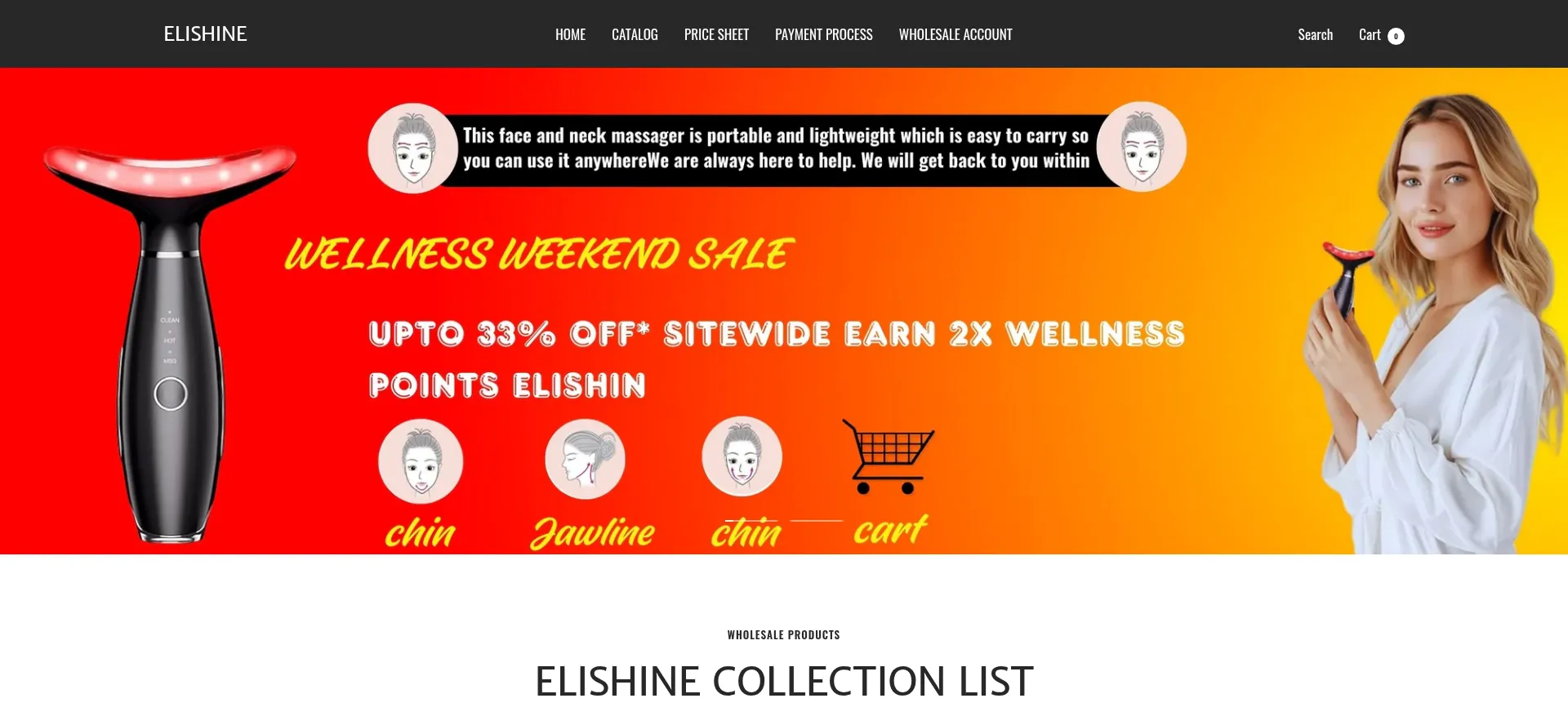 Website screenshot of Elishine.us