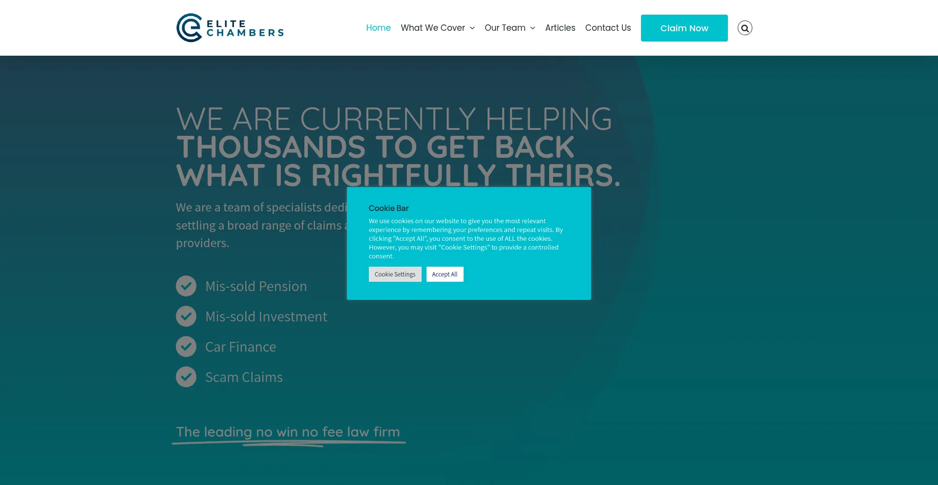 Website screenshot of Elite-chambers.co.uk
