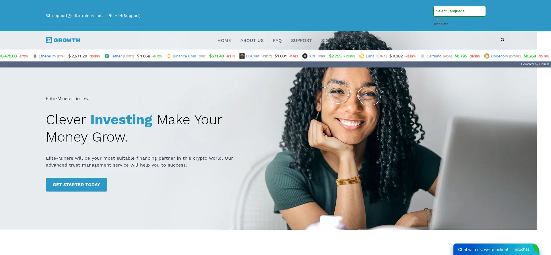 Website screenshot of Elite-miners.net