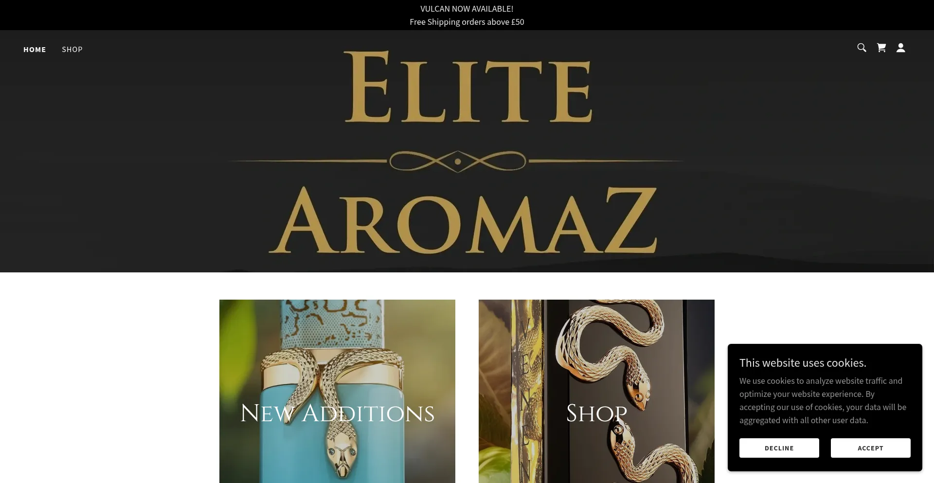Website screenshot of Elitearomaz.com