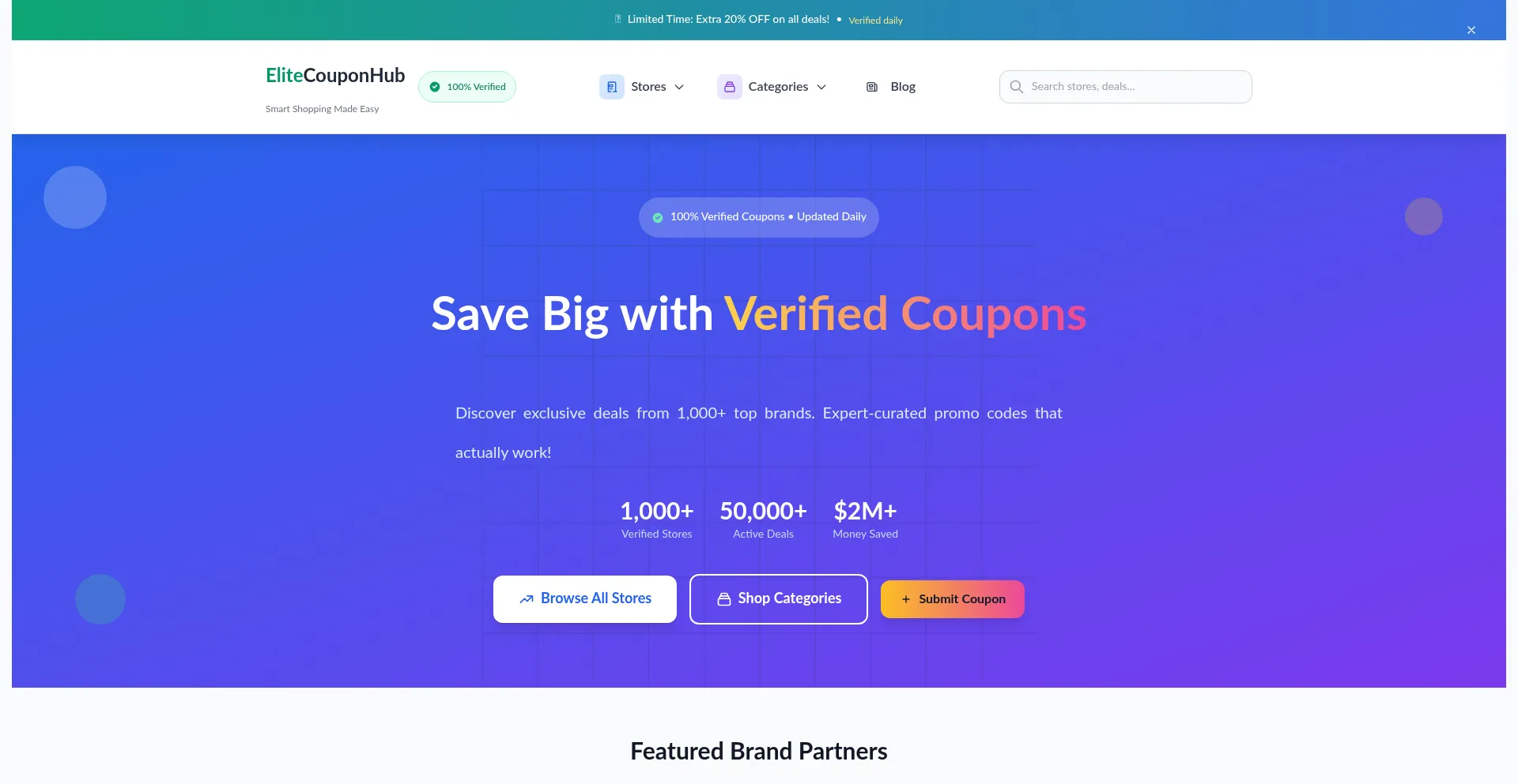 Website screenshot of Elitecouponhub.com