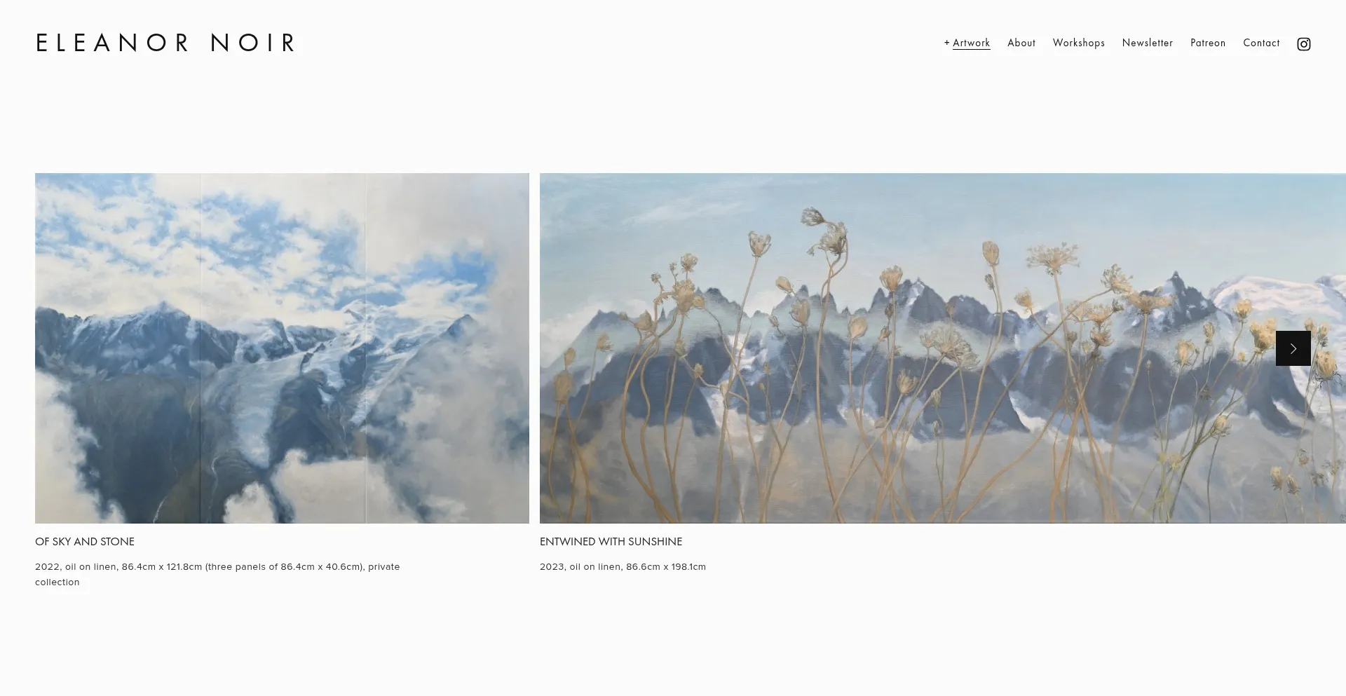Website screenshot of Ellienoir.com