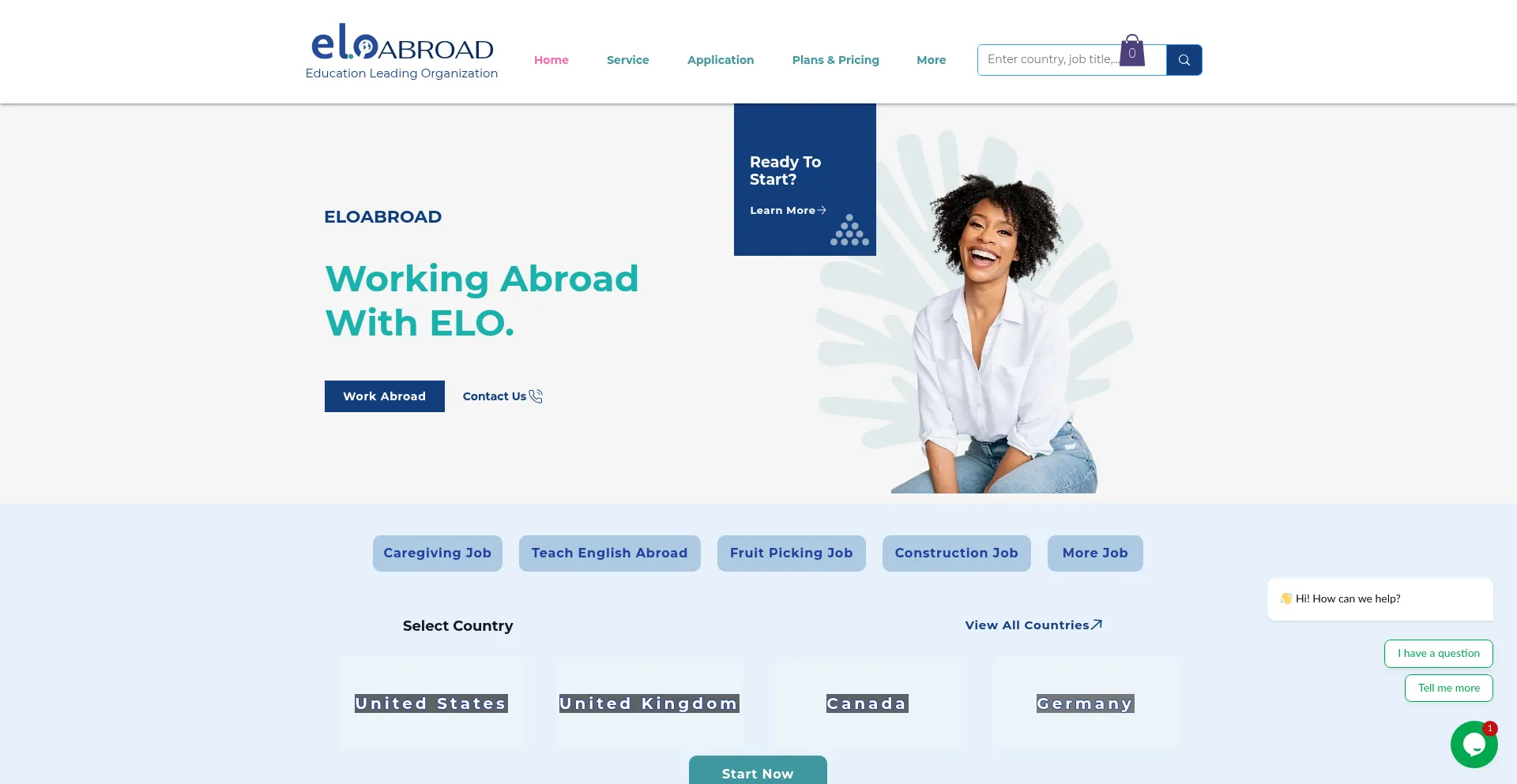 Website screenshot of Eloabroad.com