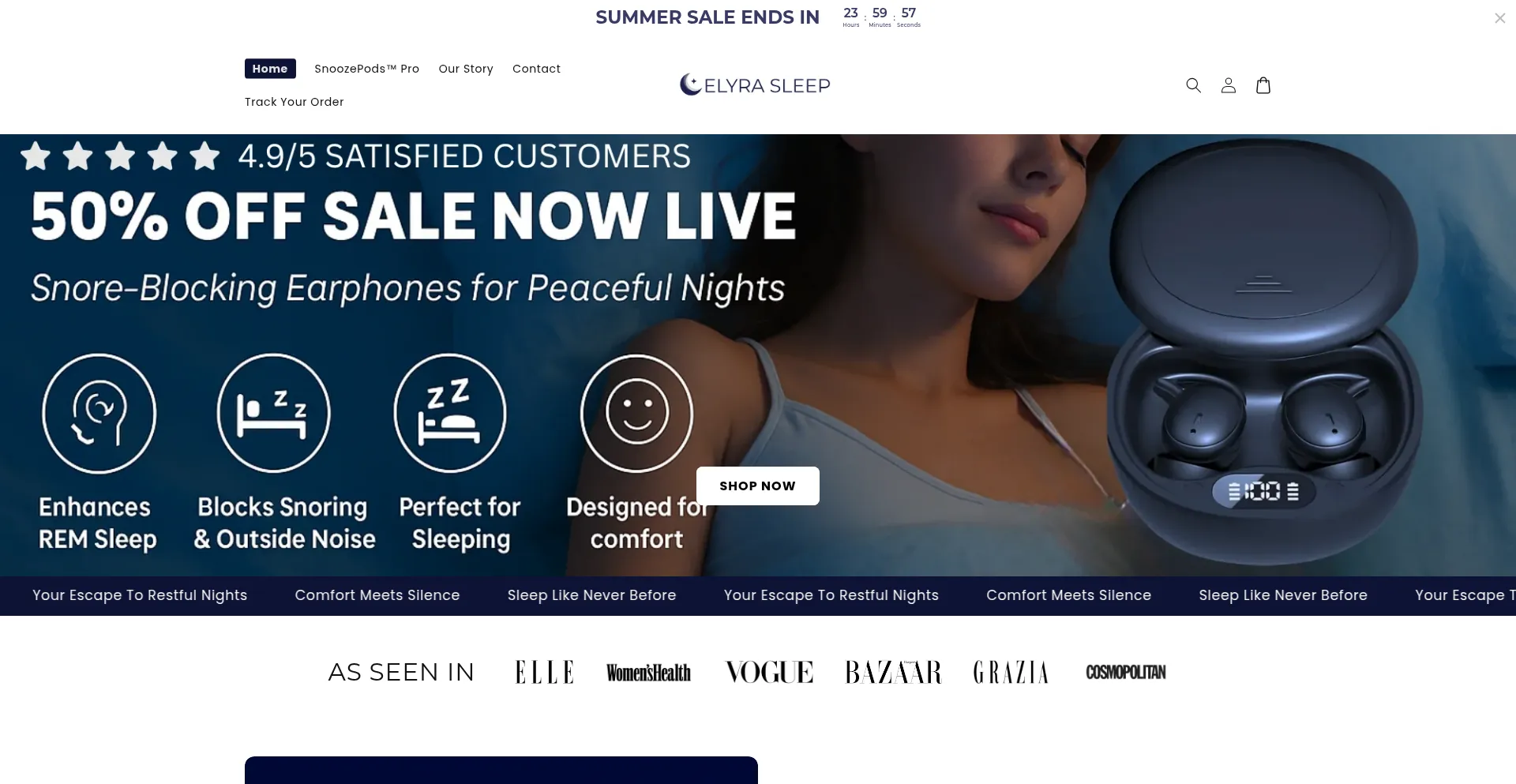 Elyrasleep.com Screenshot